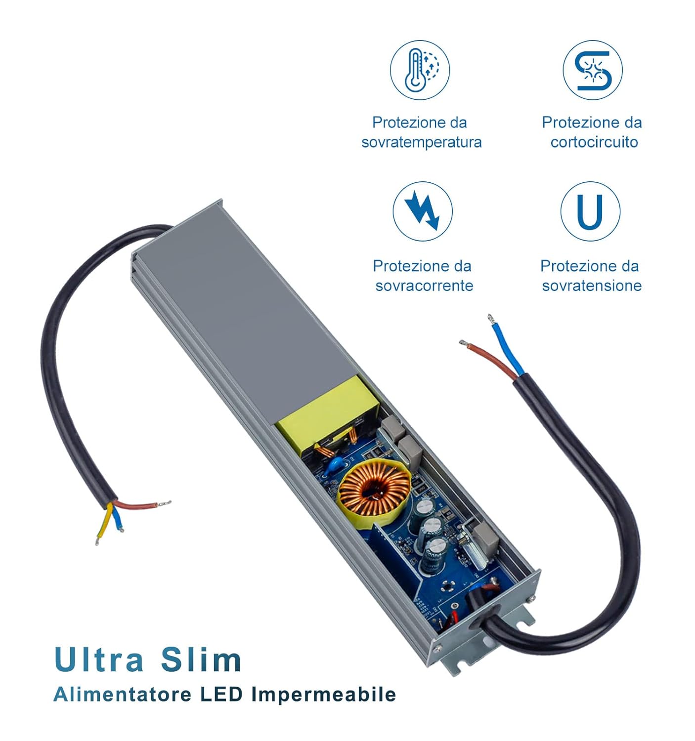 Dusktec Trasformatore LED 12V 200W 16.7A IP67 - immagine 4