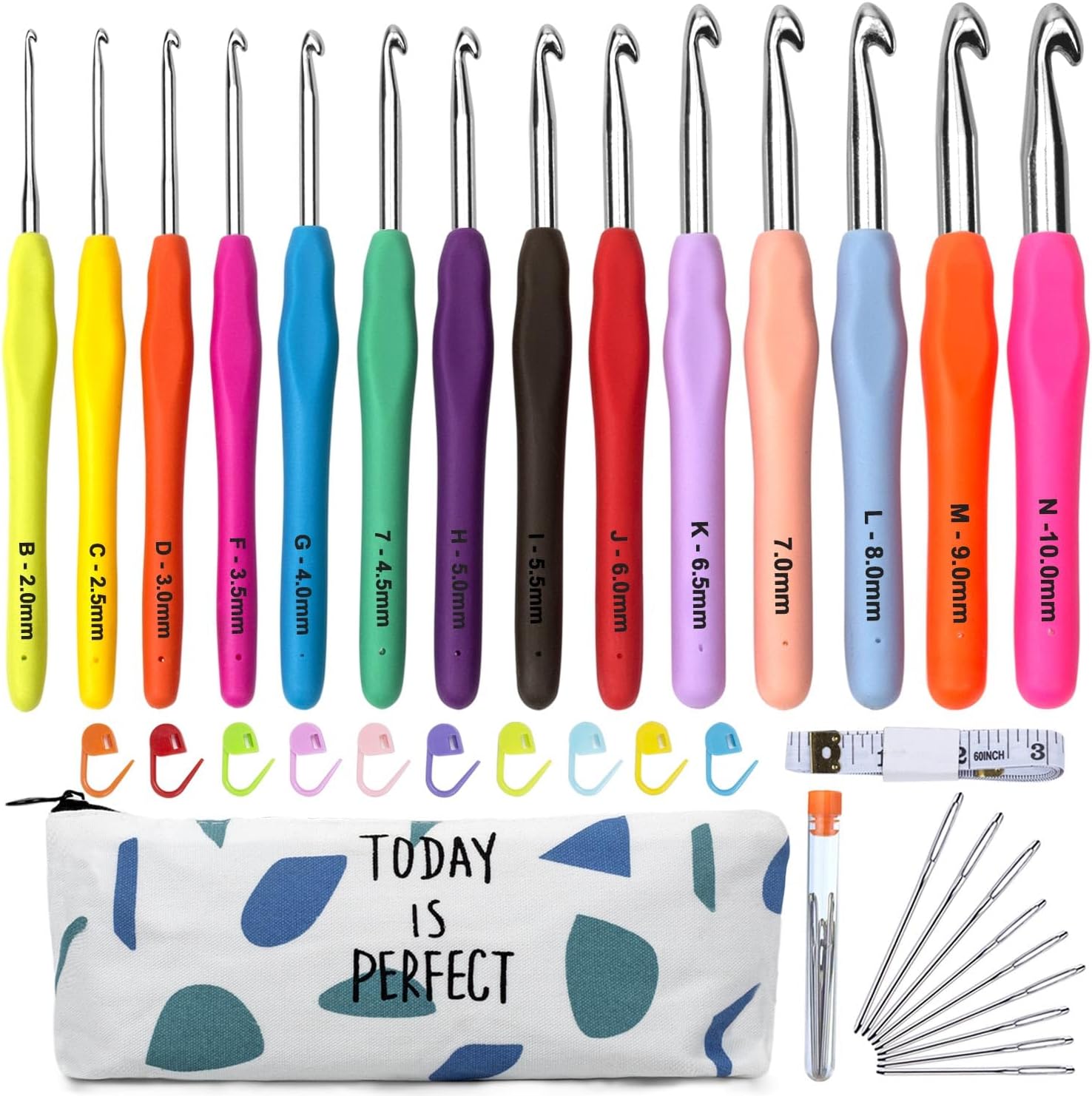 Totofy Uncinetti Set 14 pz Ergonomici 2mm-10mm - immagine 1