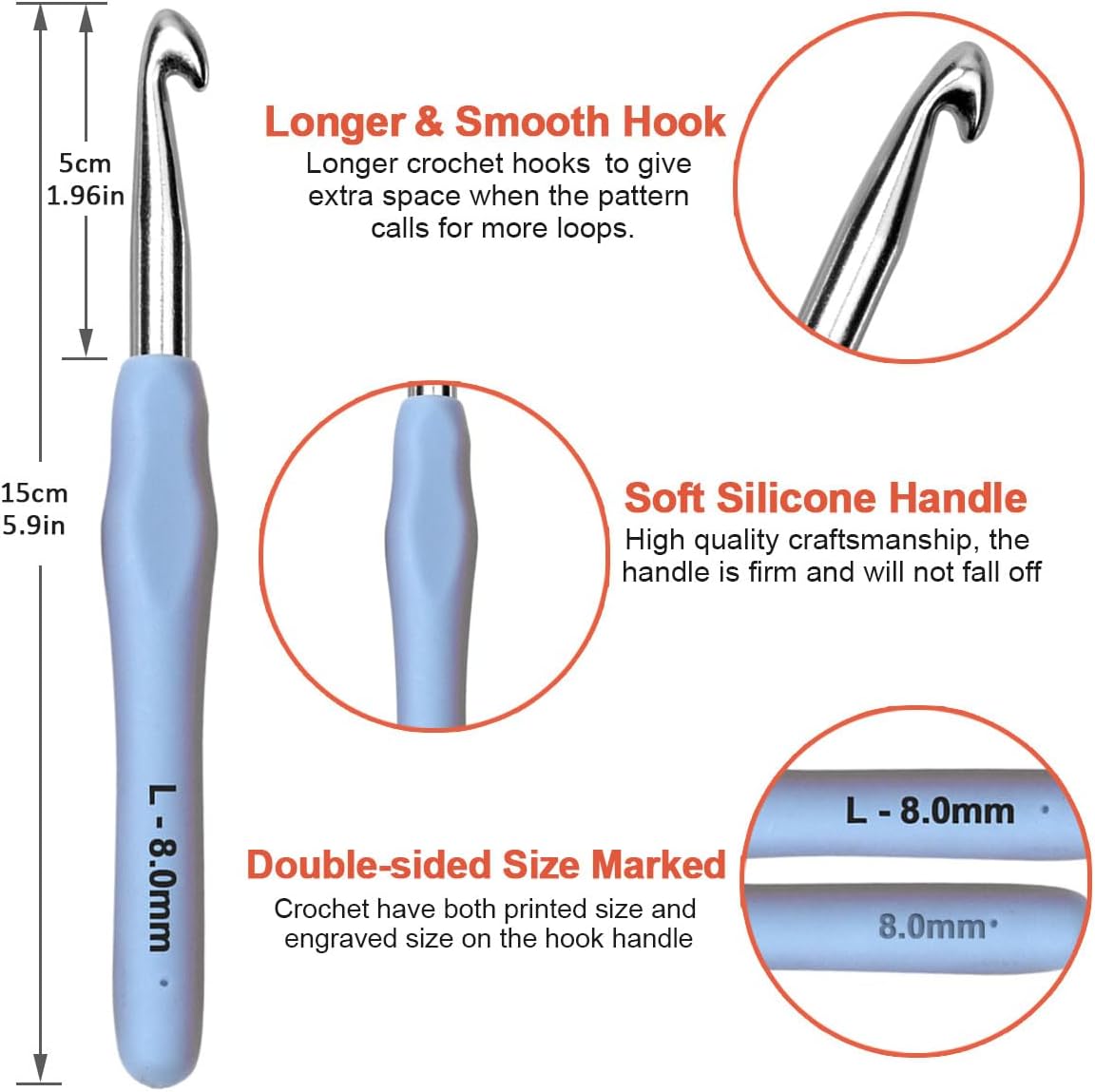 Totofy Uncinetti Set 14 pz Ergonomici 2mm-10mm - immagine 4
