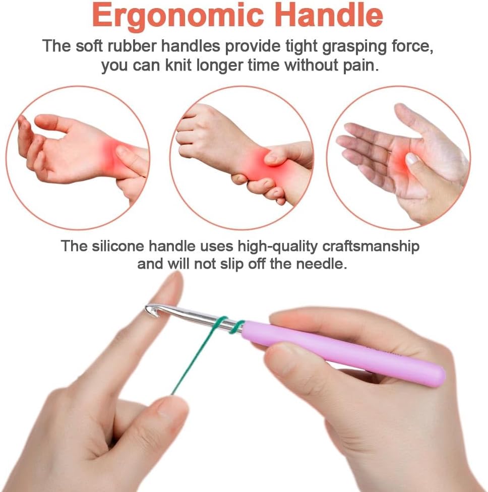 Totofy Uncinetti Set 14 pz Ergonomici 2mm-10mm - immagine 5