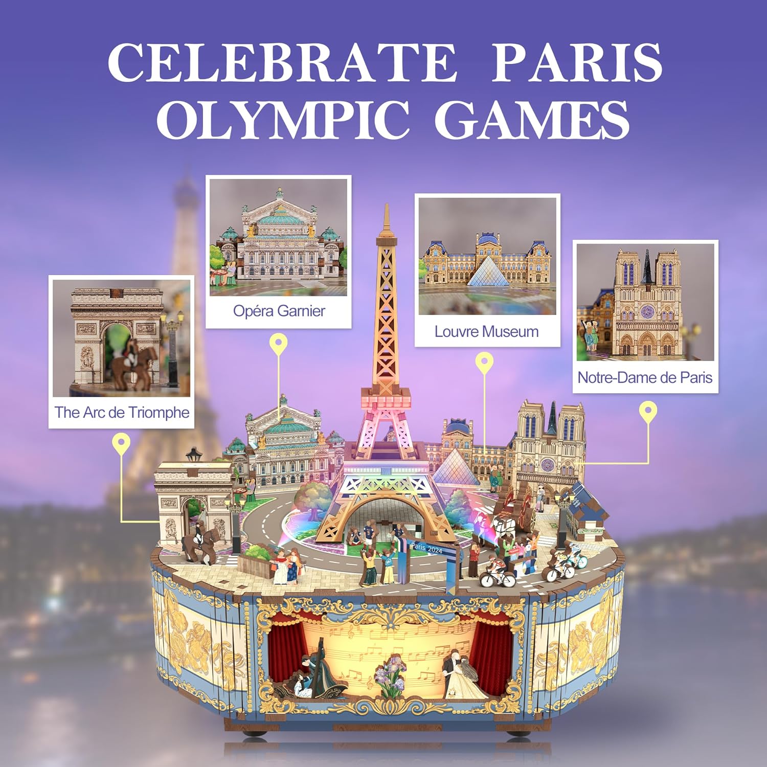 Tonecheer Carillon in Legno Puzzle 3D - Parigi Romantica - immagine 3