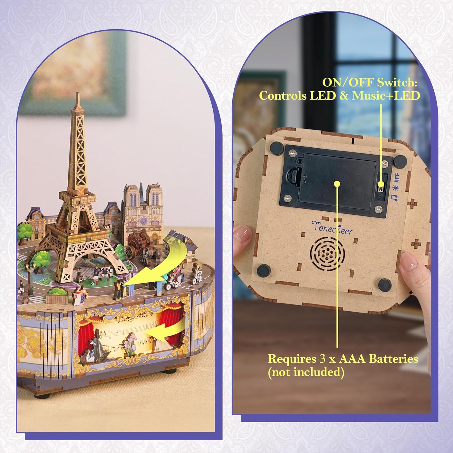 Tonecheer Carillon in Legno Puzzle 3D - Parigi Romantica - immagine 4