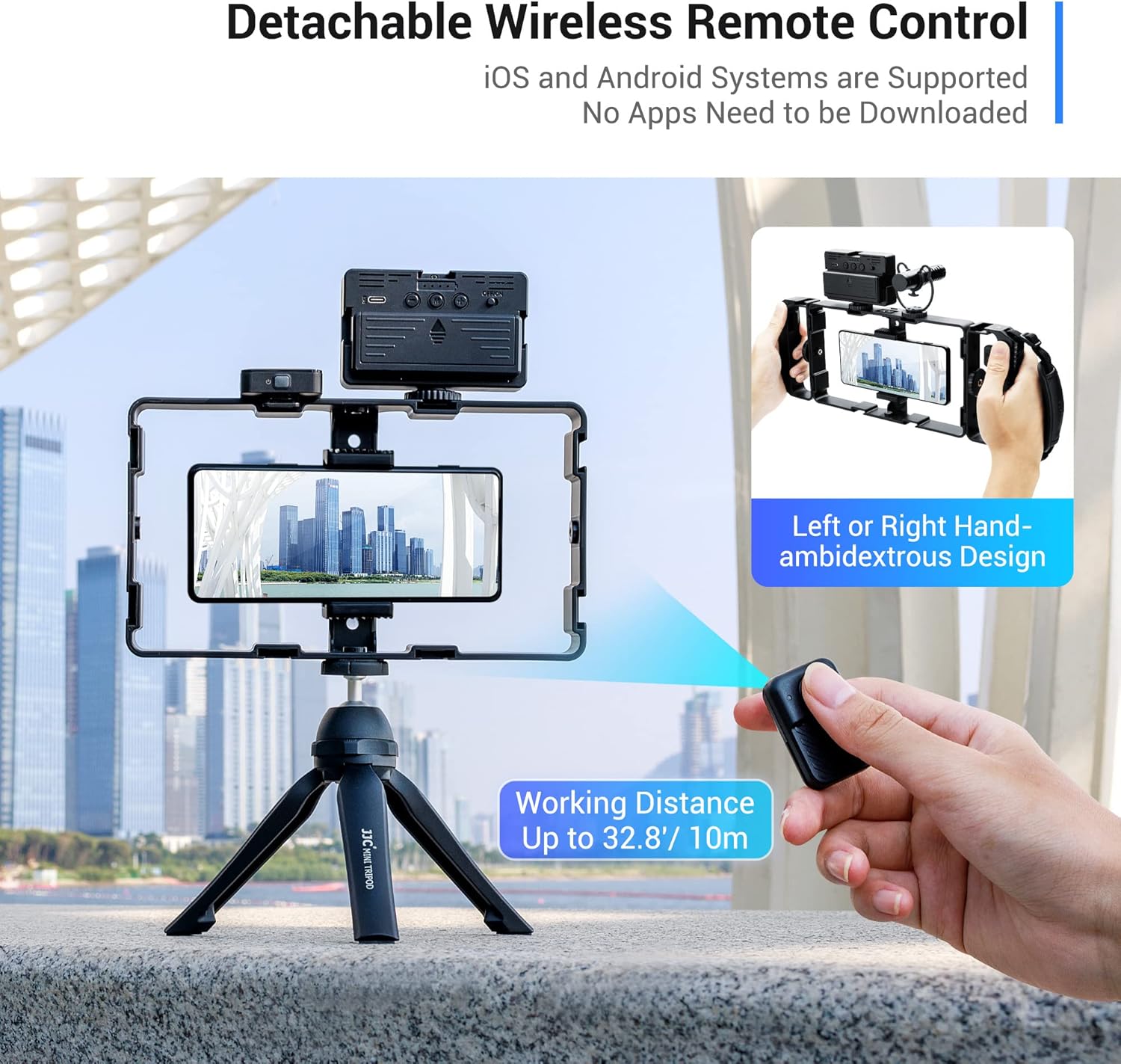 Jjc Supporto Video Universale Smartphone con Telecomando Bluetooth - immagine 4