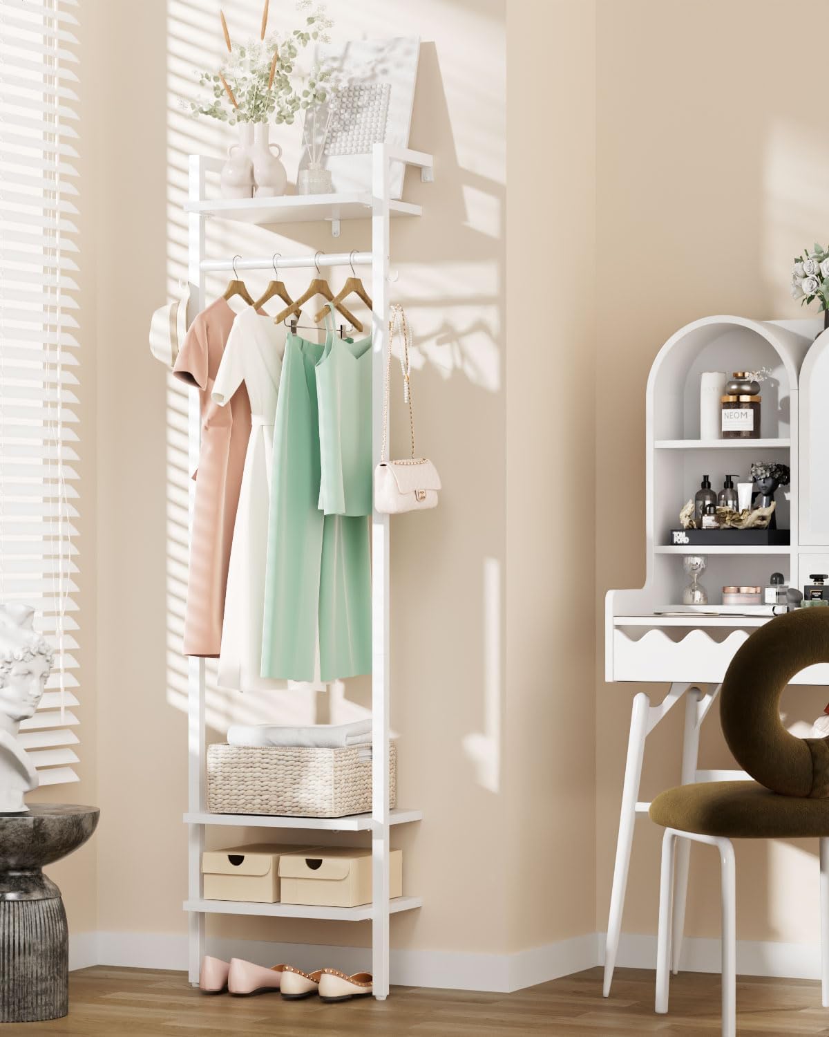 Ymyny Appendiabiti da Parete e Terra 180CM, Bianco - immagine 3