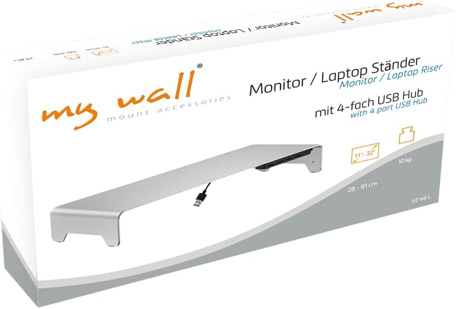 Mywall HT46L - Supporto Monitor Alluminio con 4 USB 2.0 - immagine 2