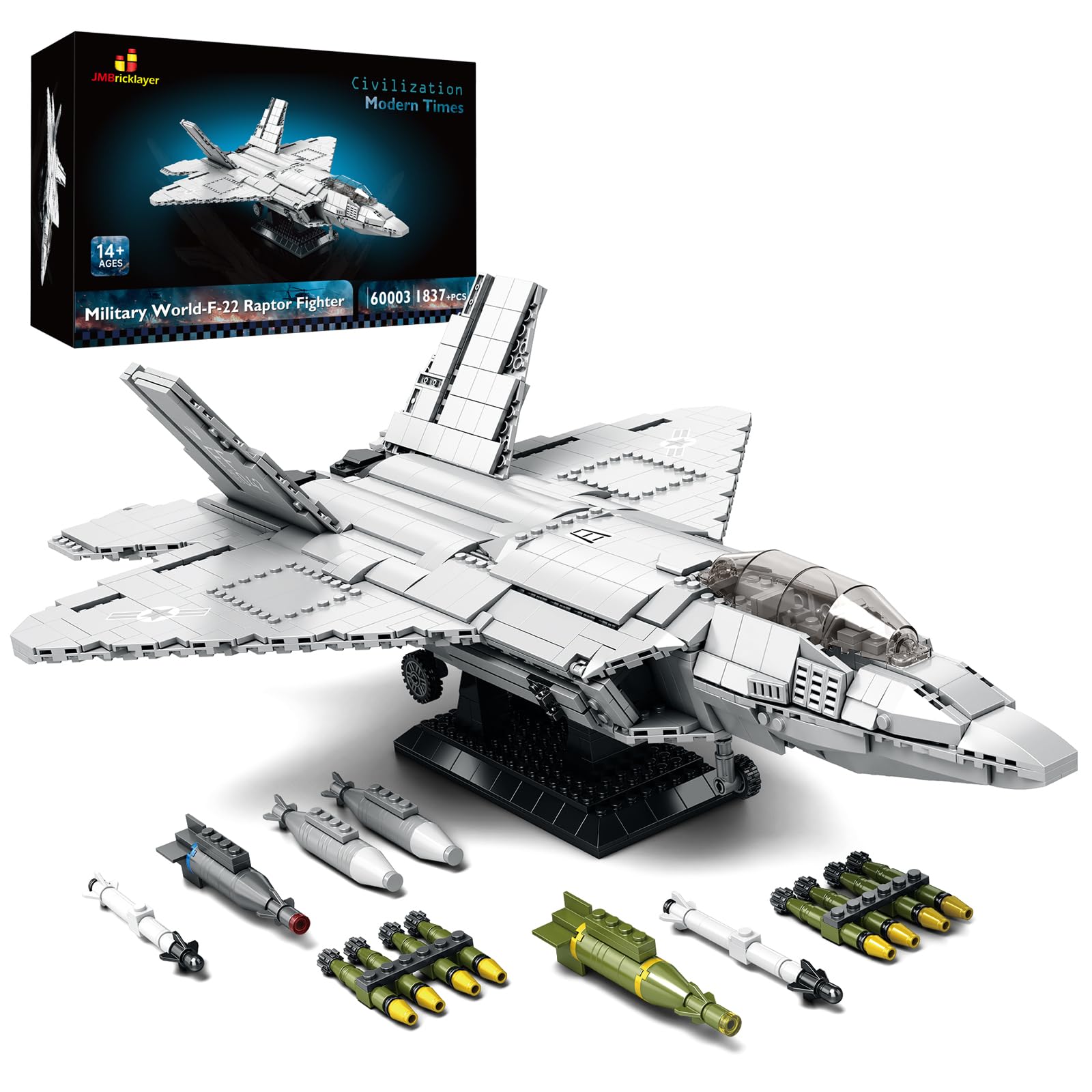 Jmbricklayer F-22 Raptor Fighter Jet Building Block Set