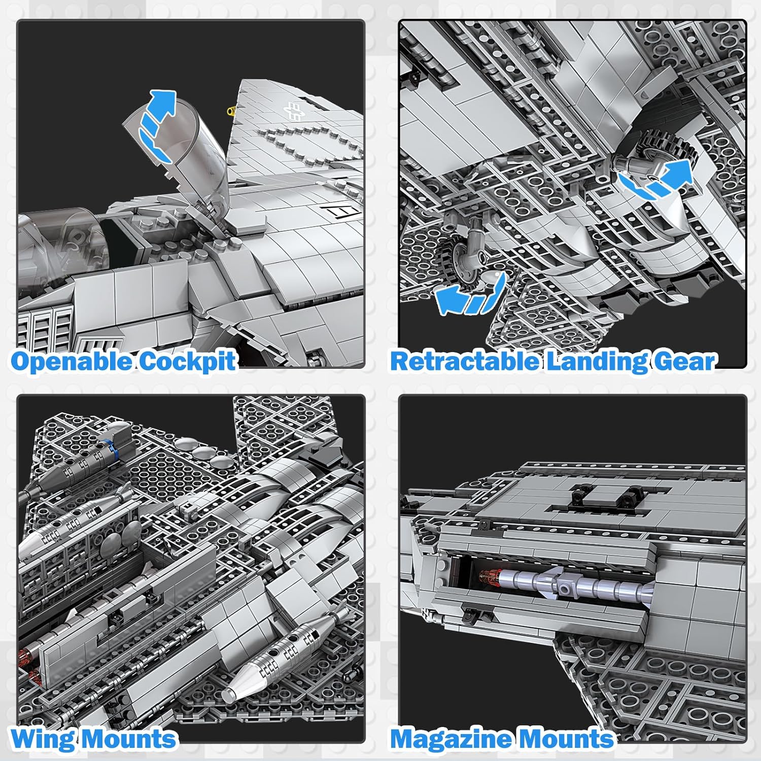 Jmbricklayer F-22 Raptor Fighter Jet Building Block Set - immagine 4