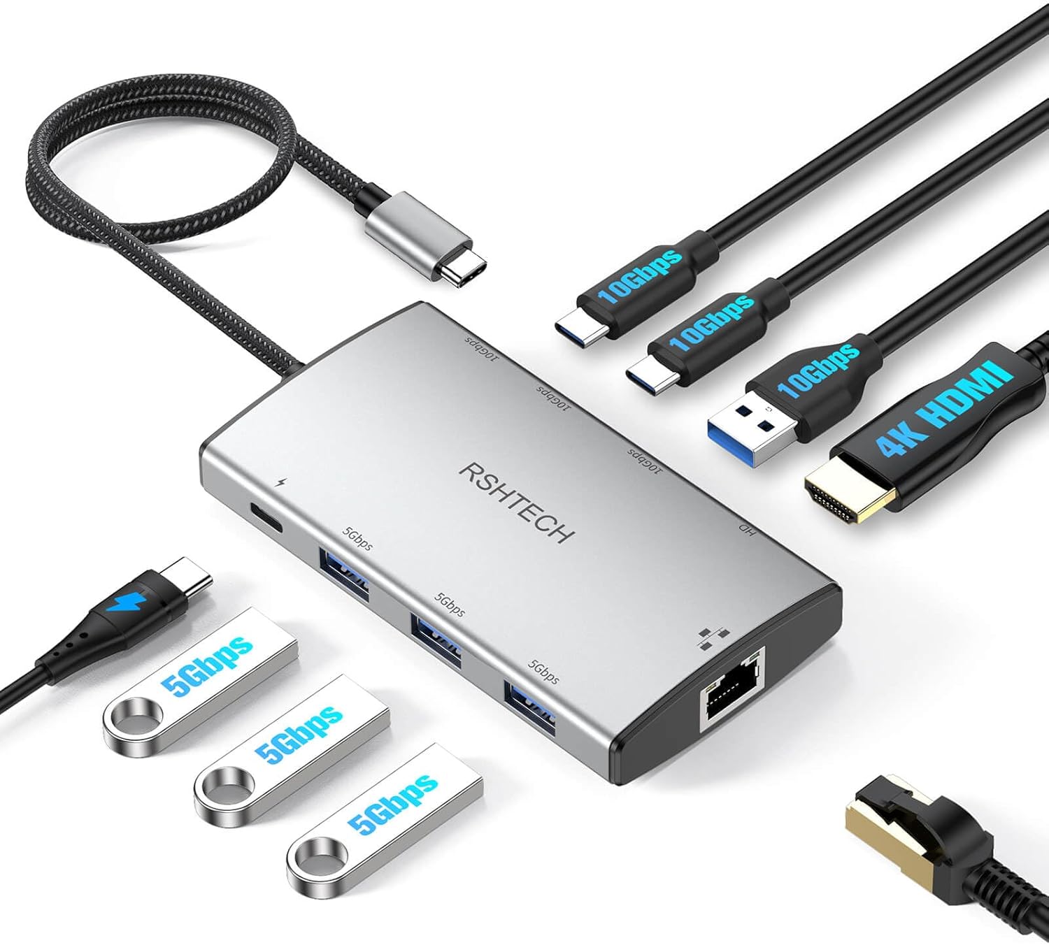Rshtech Hub USB-C 10Gbps 9 in 1, RSH-T09 - immagine 1