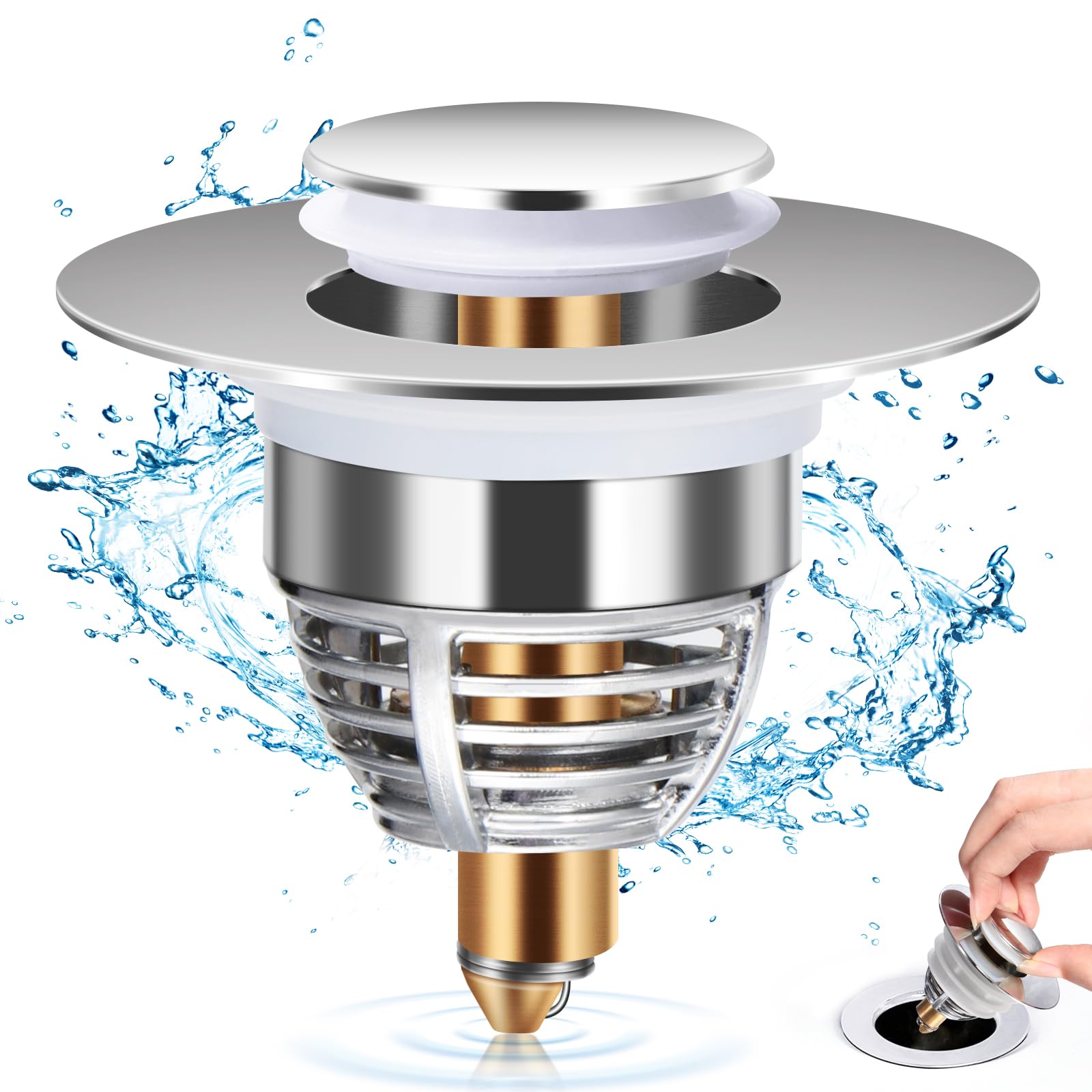 Diboniur Tappo Lavandino Bagno Universale Pop-up