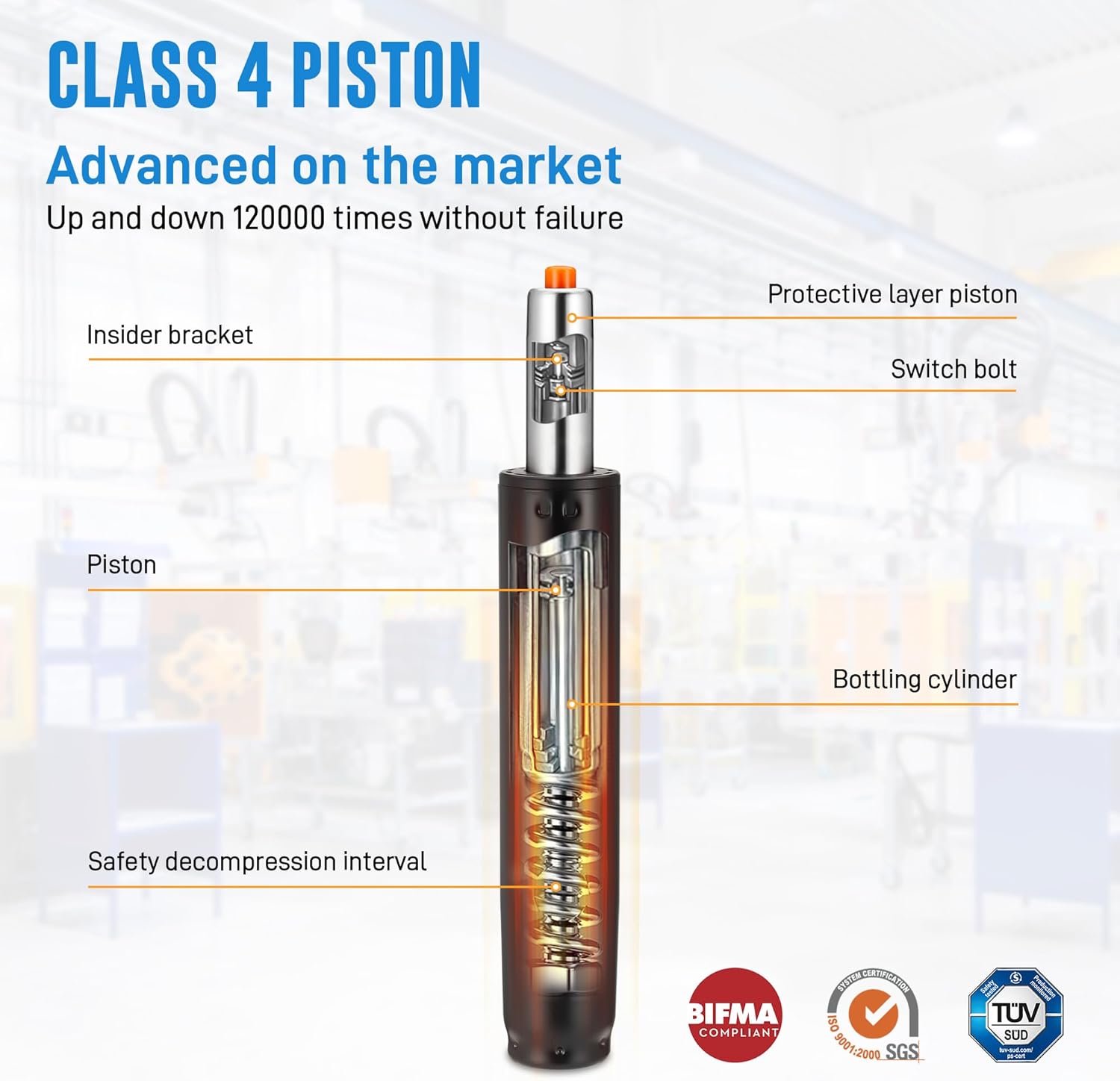 Starvortex Pistone Sedia Ufficio Class 4, 450KG - immagine 3