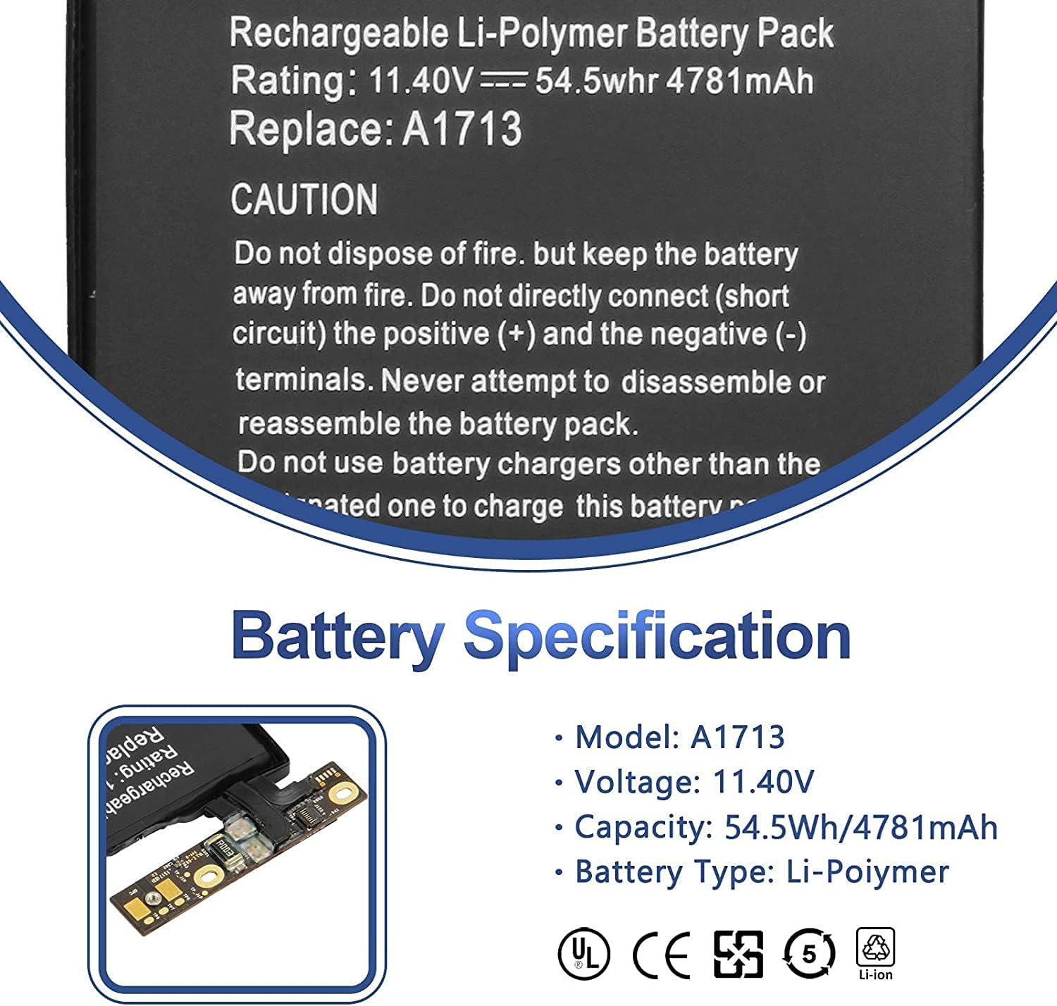 Antiee A1713 - Batteria MacBook Pro 13" 54.5Wh - immagine 3