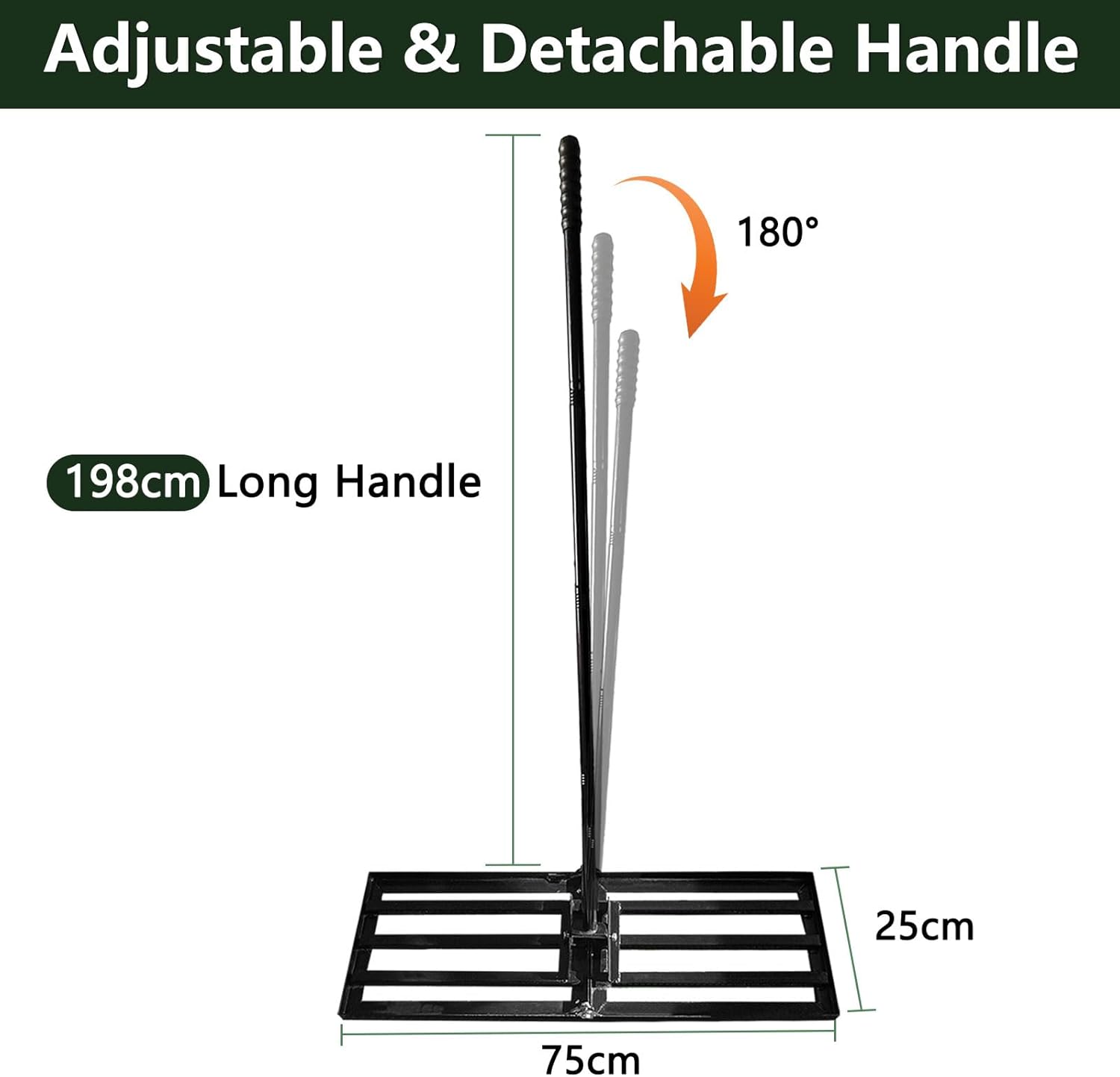 Rastrello Livellatore per Prato con Manico 198 cm - immagine 2