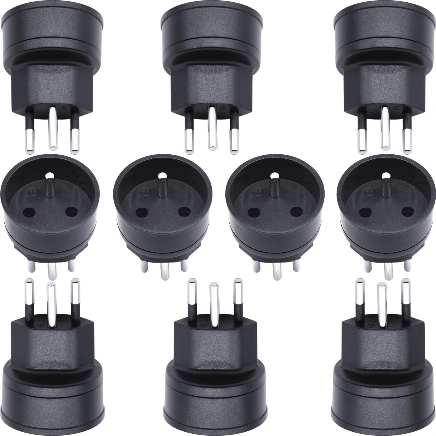 Spina Adattatore UE a Svizzera/Liechtenstein (10 Pezzi, Nero)