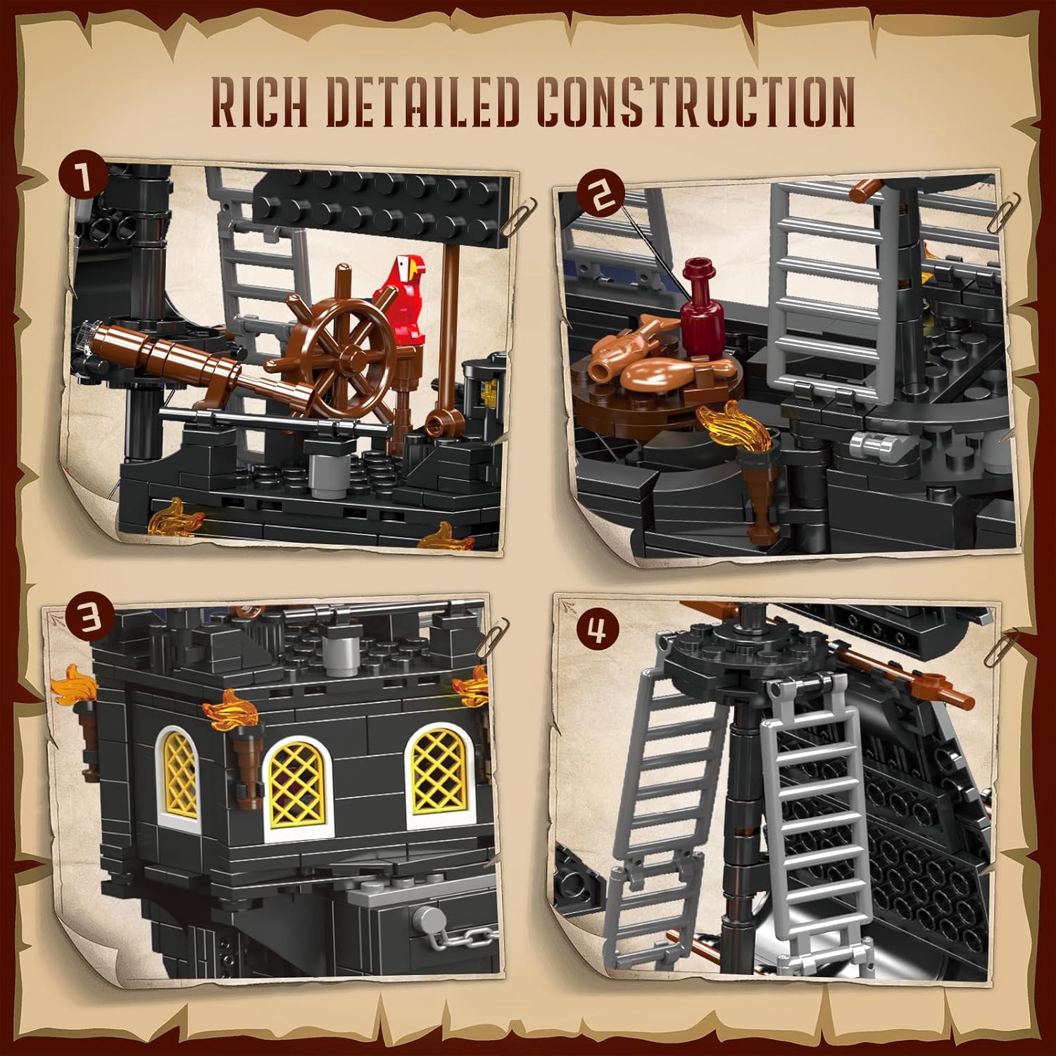 Mould King Black Pearl 10195 - Set Mattoncini 932+ Pezzi - immagine 3