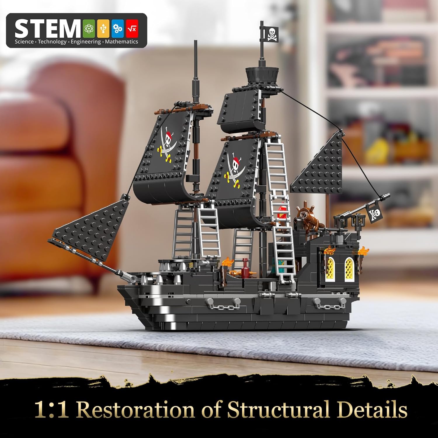 Mould King Black Pearl 10195 - Set Mattoncini 932+ Pezzi - immagine 4