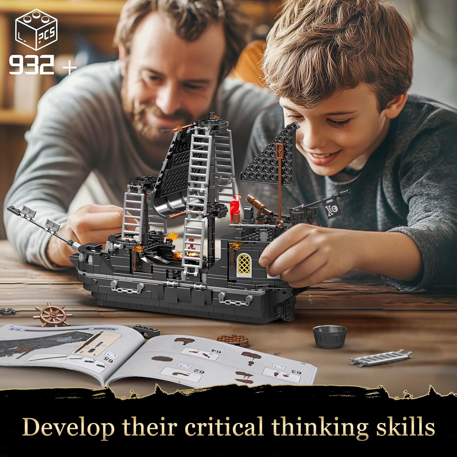 Mould King Black Pearl 10195 - Set Mattoncini 932+ Pezzi - immagine 6