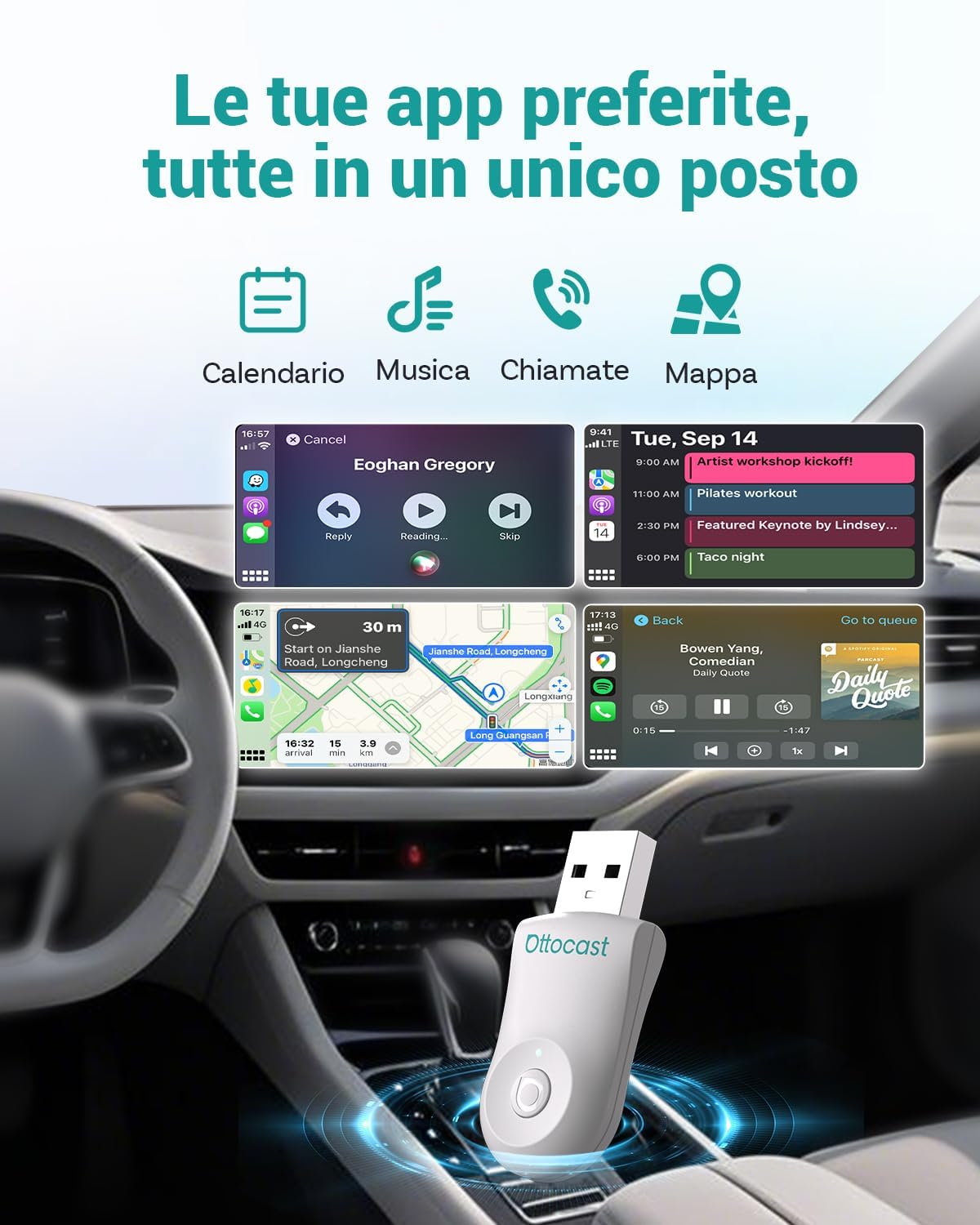 Ottocast MINI Adattatore Wireless CarPlay e Android Auto - immagine 3