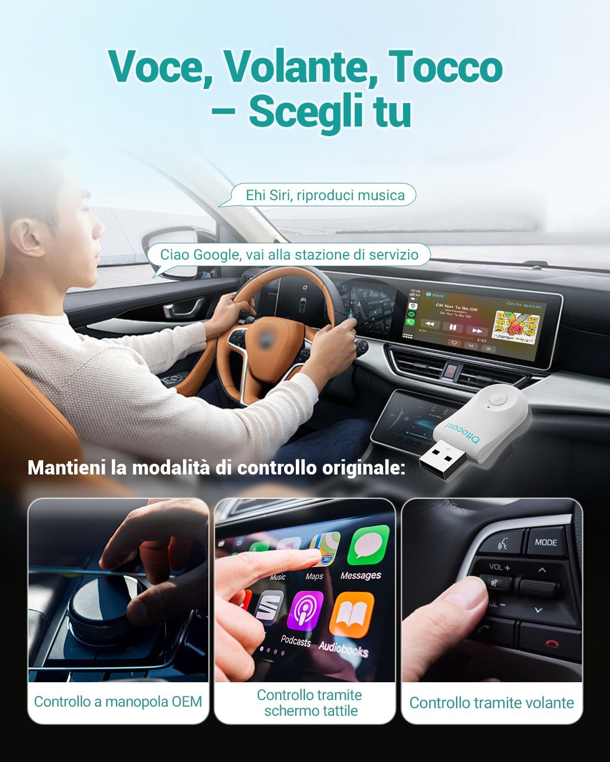 Ottocast MINI Adattatore Wireless CarPlay e Android Auto - immagine 4