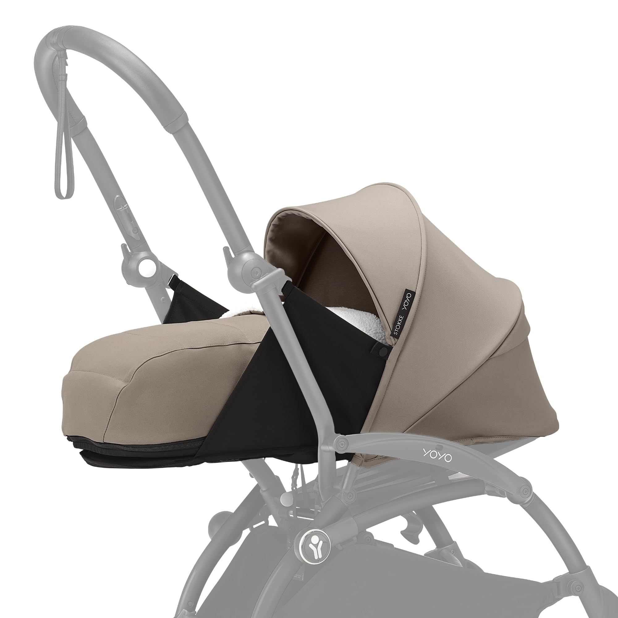 Stokke YOYO 0+ Newborn Pack, Taupe - Include materasso, capottina estendibile e allacciatura a 5 punti - Richiede telaio YOYO (venduto separatamente)