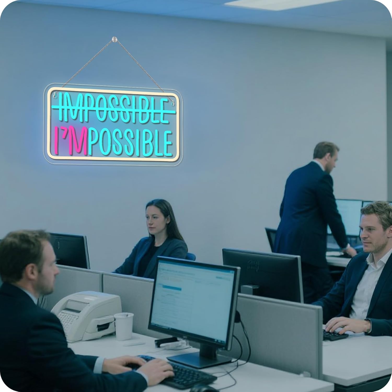 Horseneon Impossible und Not Impossible Neon Targa per decorazione da parete, con LED dimmerabile, scritta con USB per Man Cave Dorm Office Home Gym Gamer Room Decorazioni - immagine 3