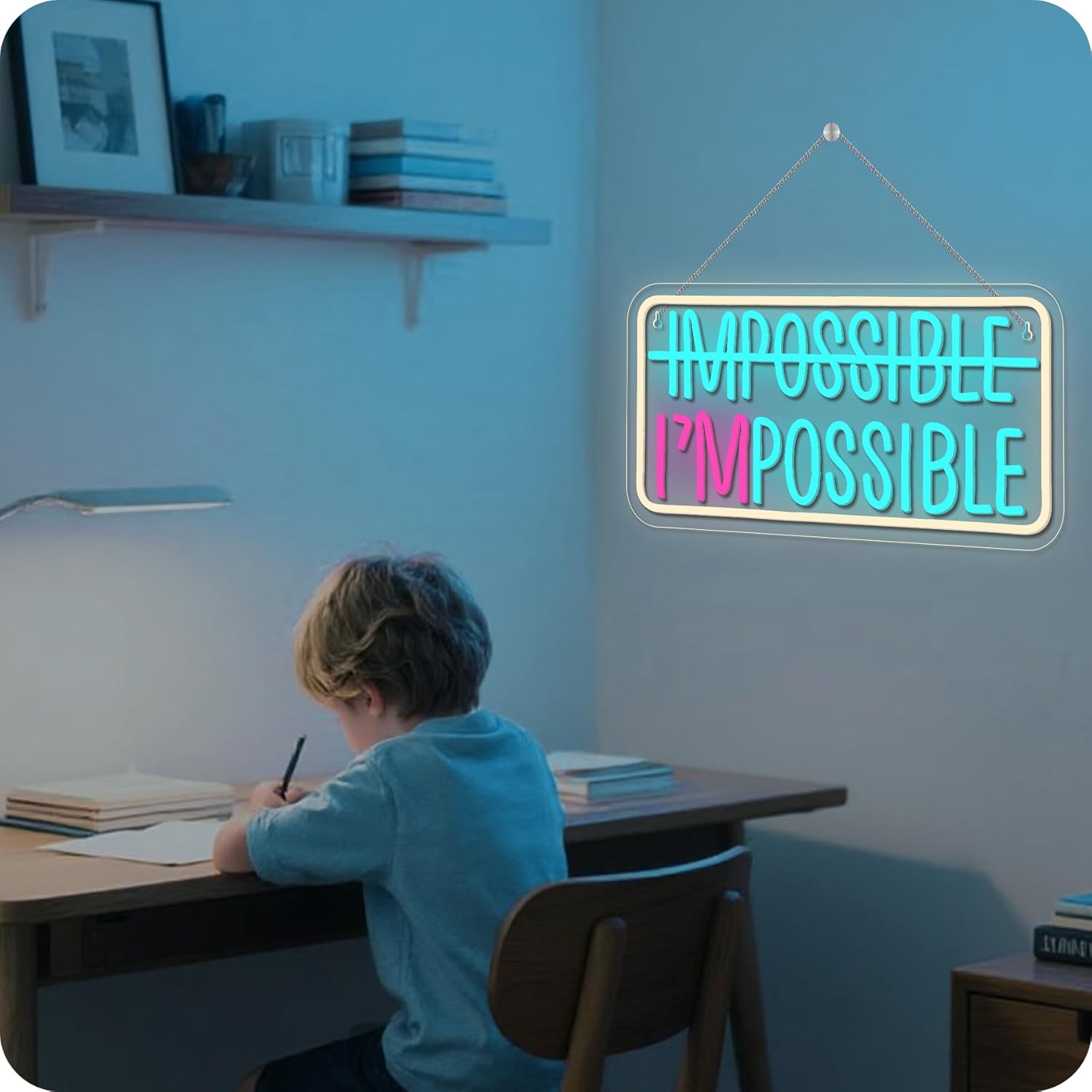 Horseneon Impossible und Not Impossible Neon Targa per decorazione da parete, con LED dimmerabile, scritta con USB per Man Cave Dorm Office Home Gym Gamer Room Decorazioni - immagine 8