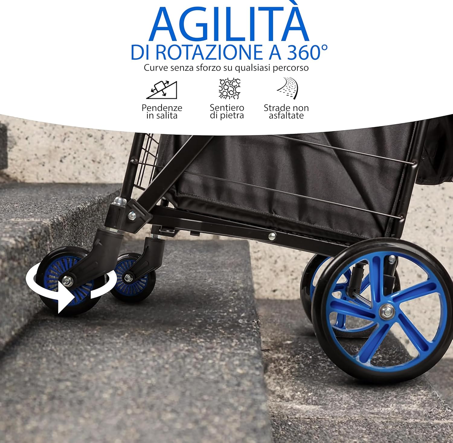 Serenelife Carrello Spesa Grande 50kg, Blu - immagine 5