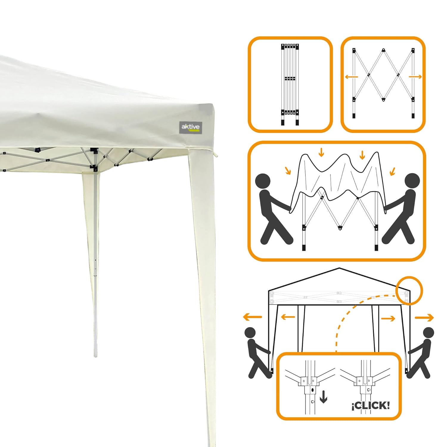 Aktive Tenda Pieghevole 3x3m, Beige - immagine 3