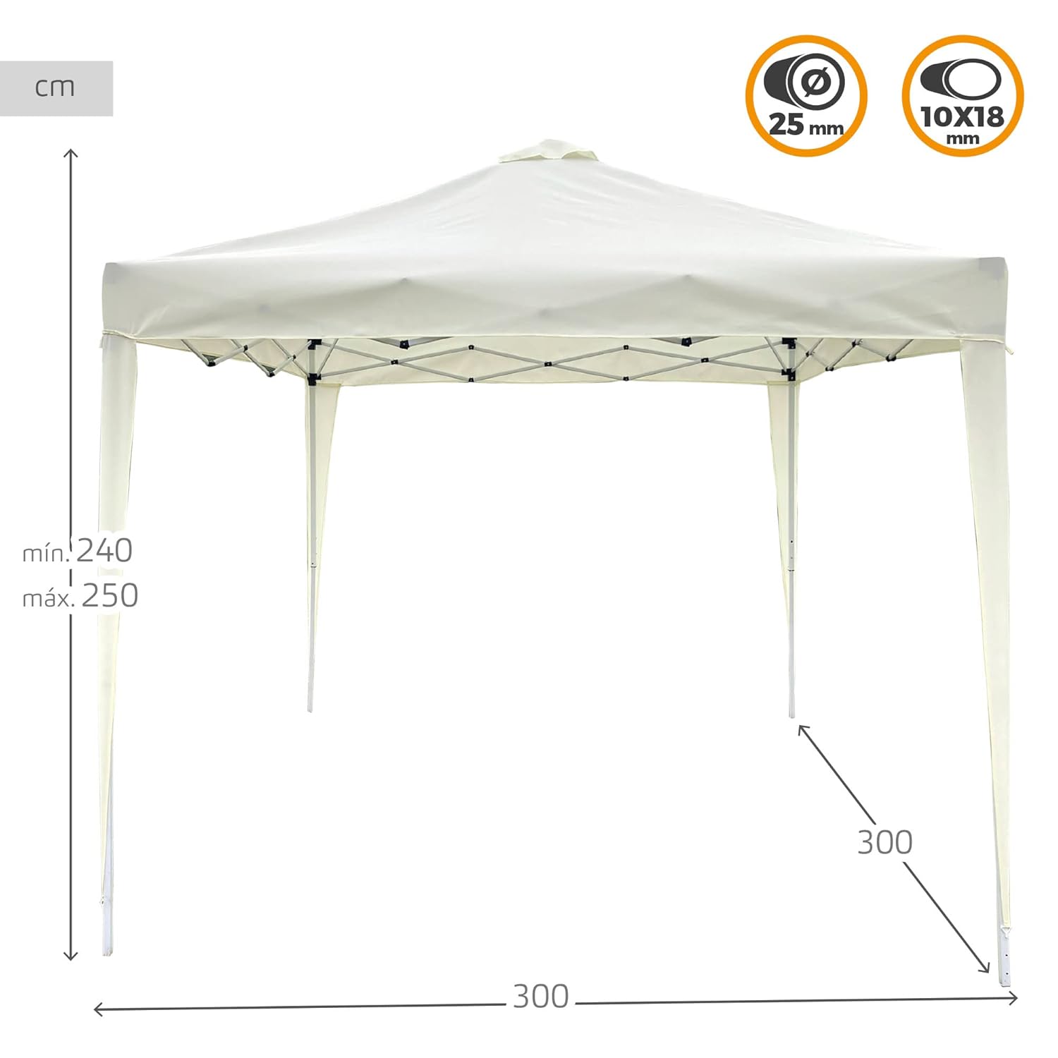 Aktive Tenda Pieghevole 3x3m, Beige - immagine 4