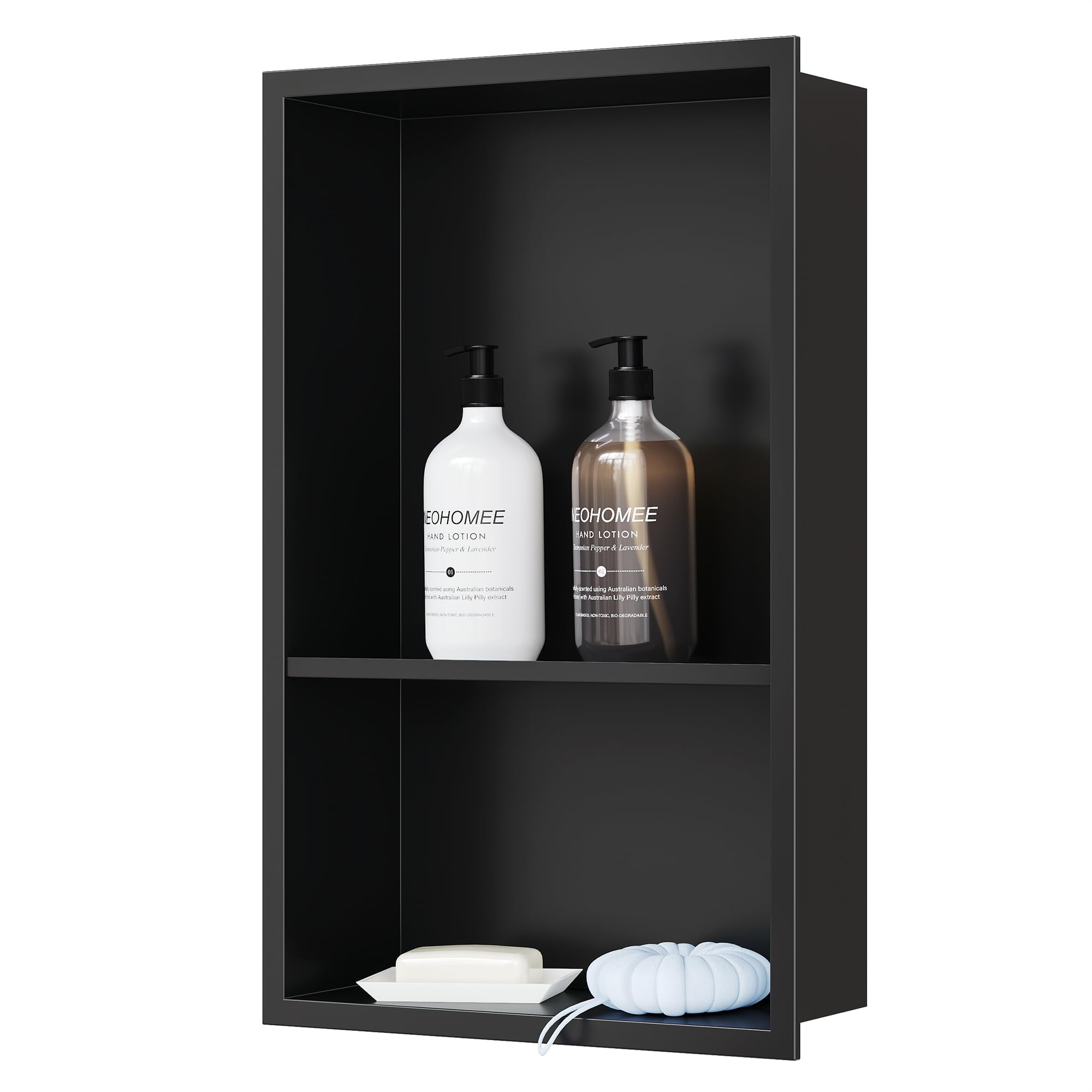 Neodrain Nicchia Doccia Doppia in Acciaio Inox 45x30cm, Nero