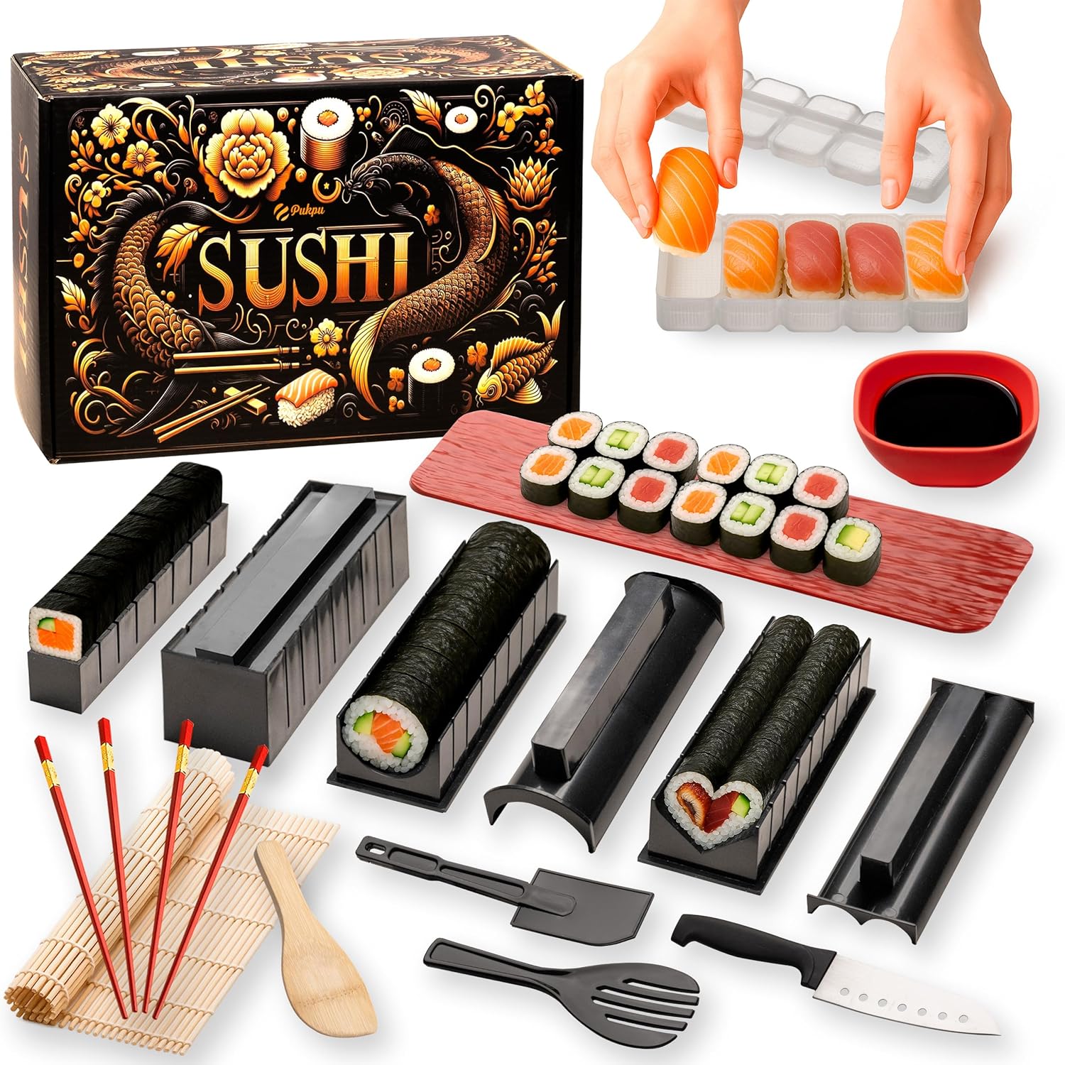 Kit per Sushi da 15 Pezzi con Stampi e Tappetino - immagine 1