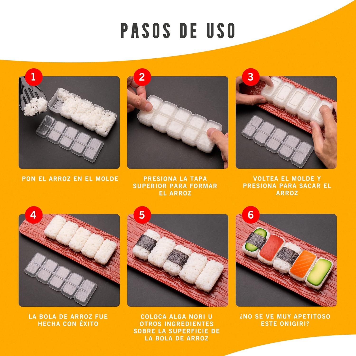 Kit per Sushi da 15 Pezzi con Stampi e Tappetino - immagine 3