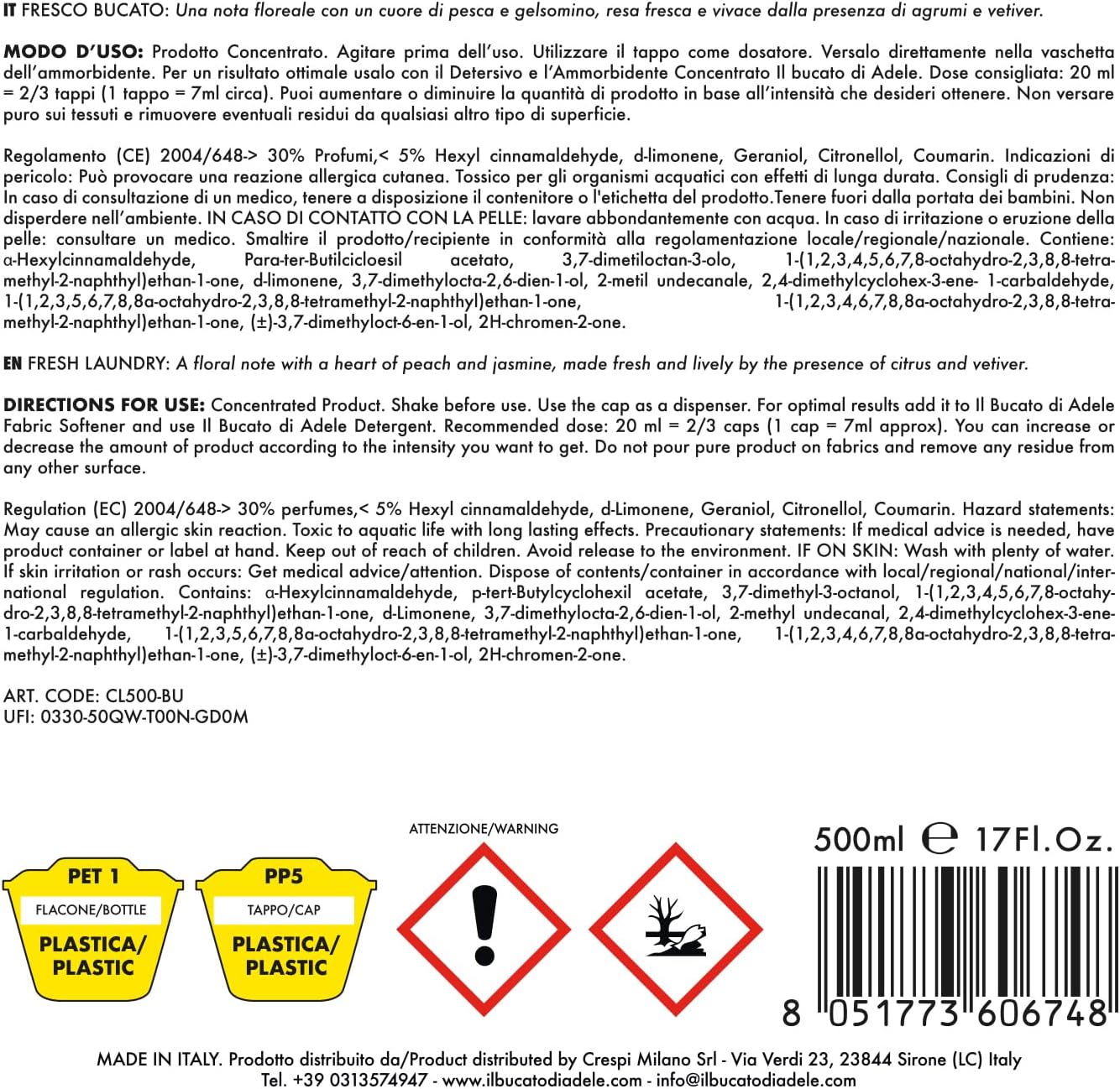 Il Bucato Di Adele - Profumatore Bucato Lavatrice 500ml - immagine 2