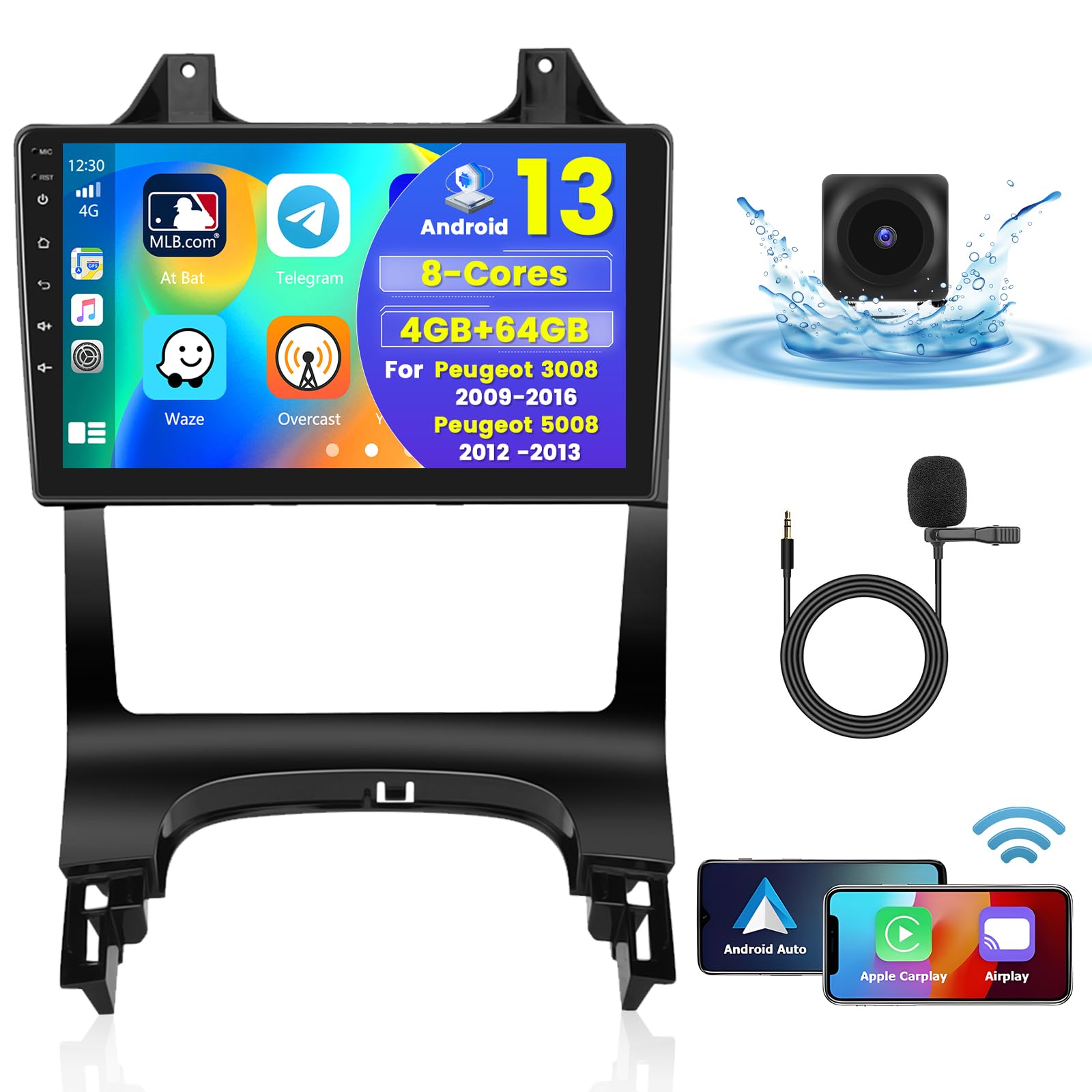 Hikity Autoradio Android per Peugeot 3008 2009-2016