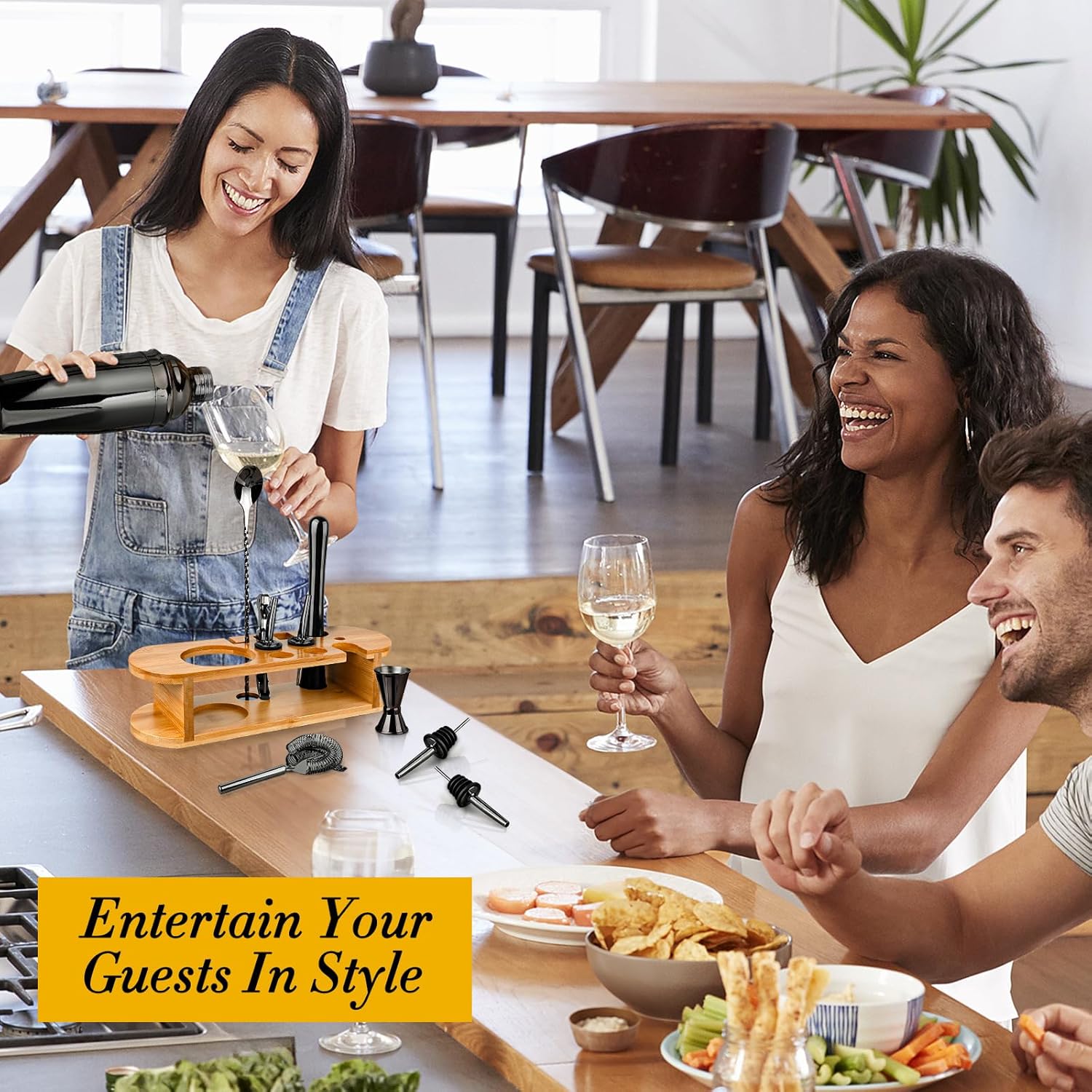 Set Shaker da Cocktail Professionale 12 Pezzi con Supporto - immagine 6