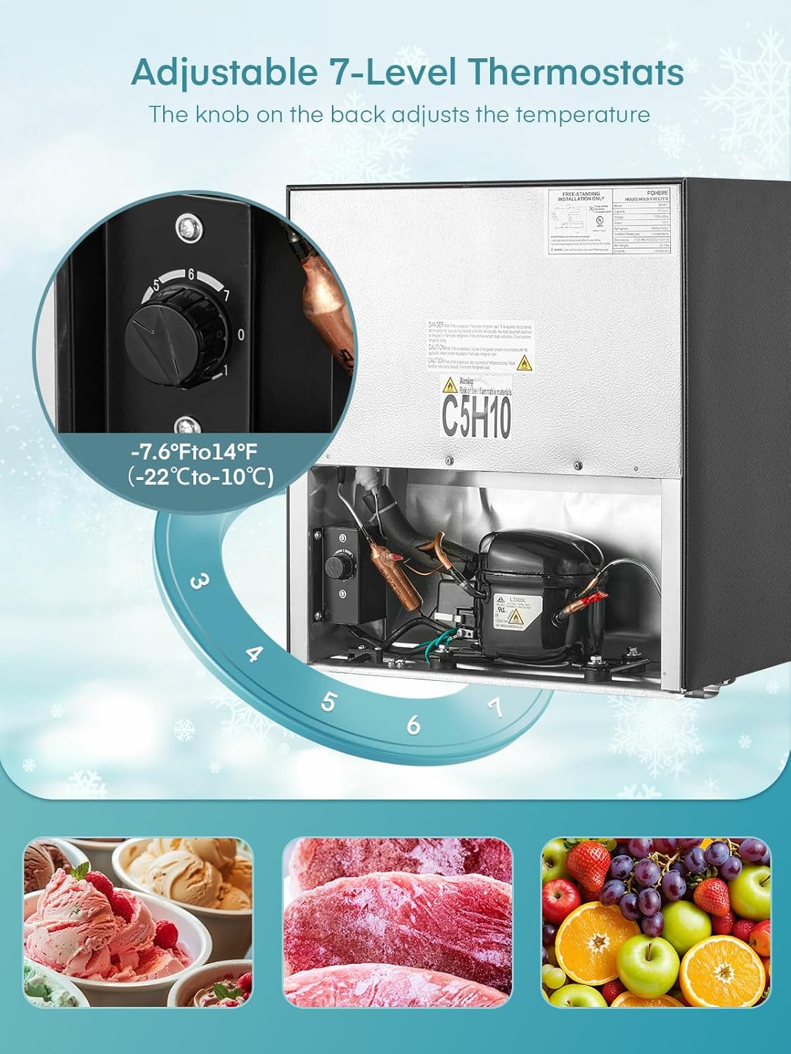 Fohere Mini Congelatore 32L, Nero - immagine 4