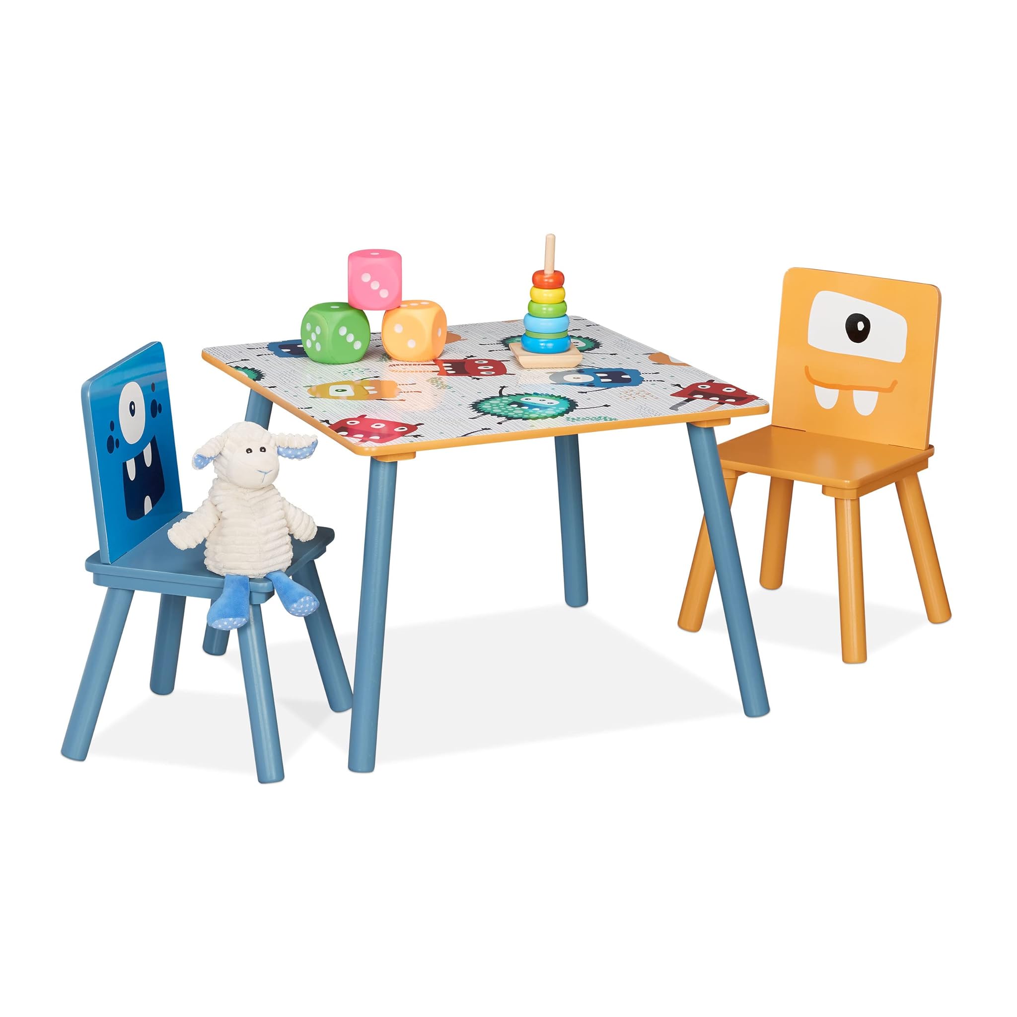 Relaxdays Sedie per Bambini Set Cameretta Motivo Mostri
