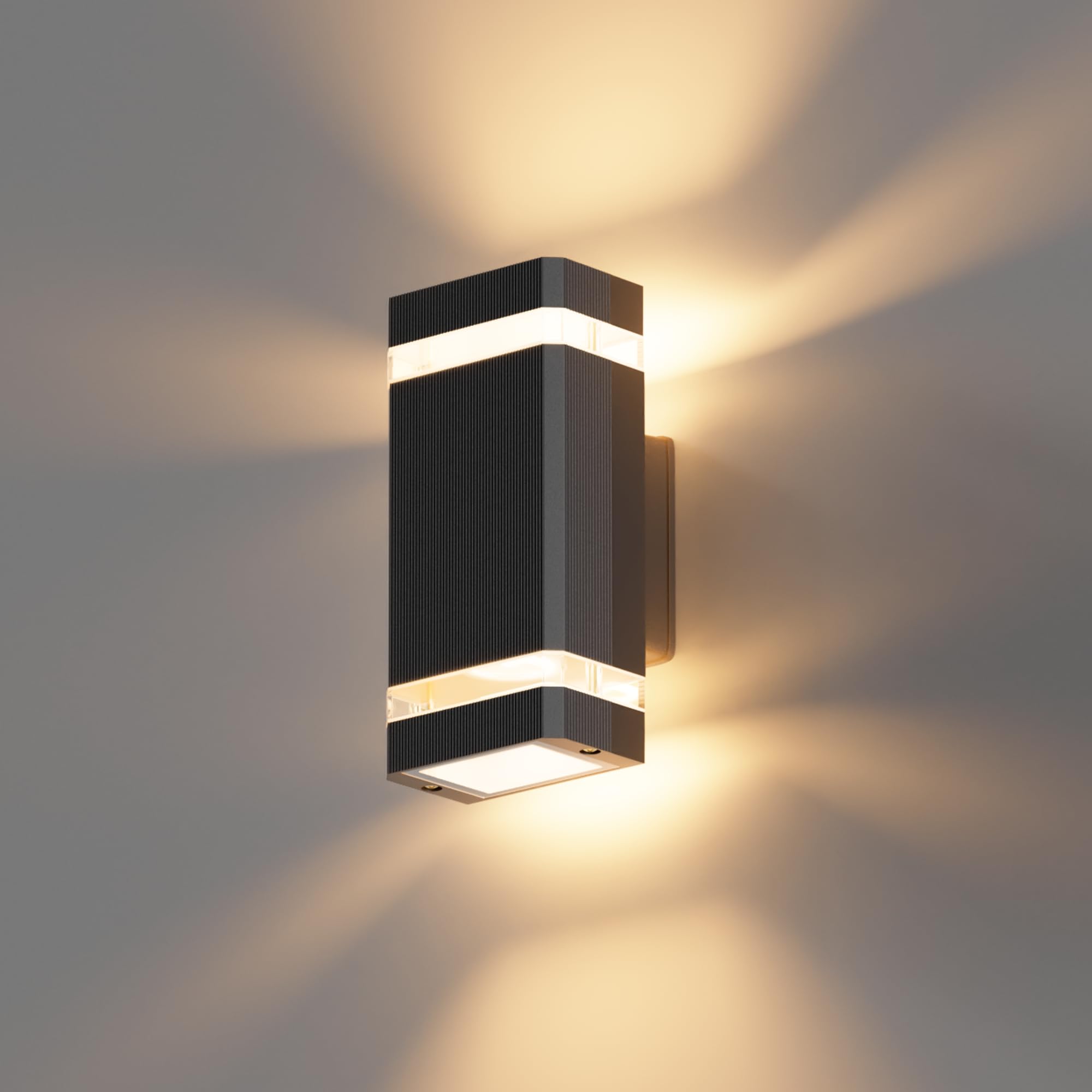 Aipsun LED Lampada da esterno, Applique da esterno GU10 Up Down 3000K bianco caldo | IP65 Applique per interni/esterni, balcone, giardino, garage e corridoio|Nero