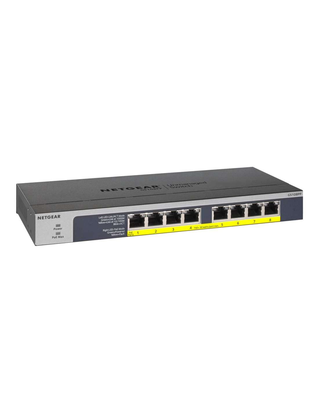 Netgear Switch Ethernet PoE 8 Porte Unmanaged (GS108PP)