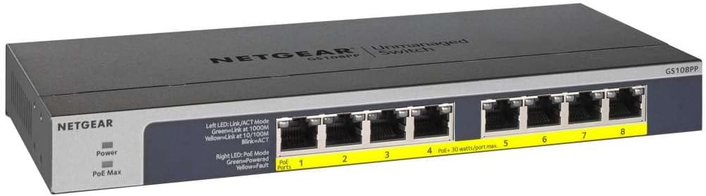 Netgear Switch Ethernet PoE 8 Porte Unmanaged (GS108PP) - immagine 1