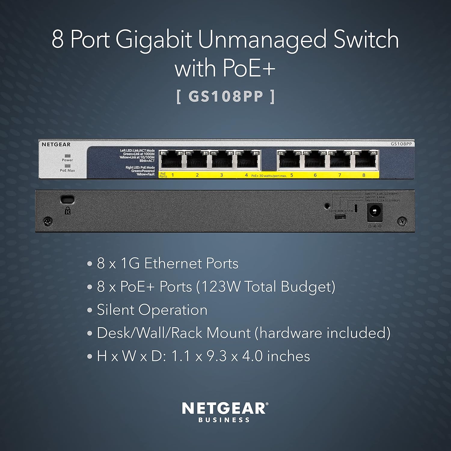 Netgear Switch Ethernet PoE 8 Porte Unmanaged (GS108PP) - immagine 2