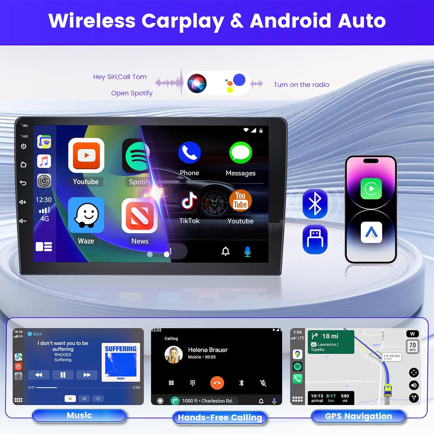 Inefala Autoradio Android 9'' per Audi A4 S4 RS4 - immagine 3