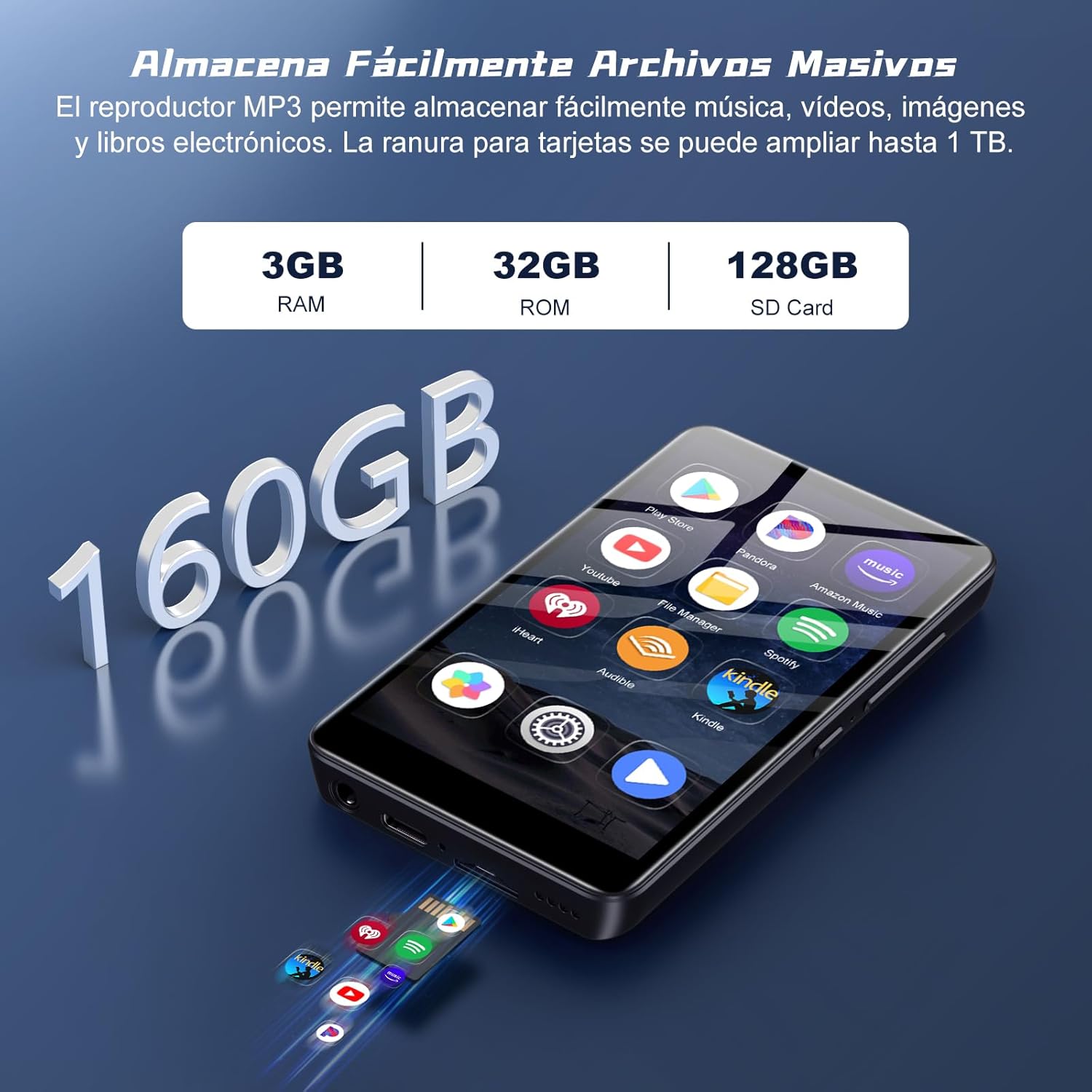 Lettore MP3 con Bluetooth e WiFi 160GB, Android 13 - immagine 2