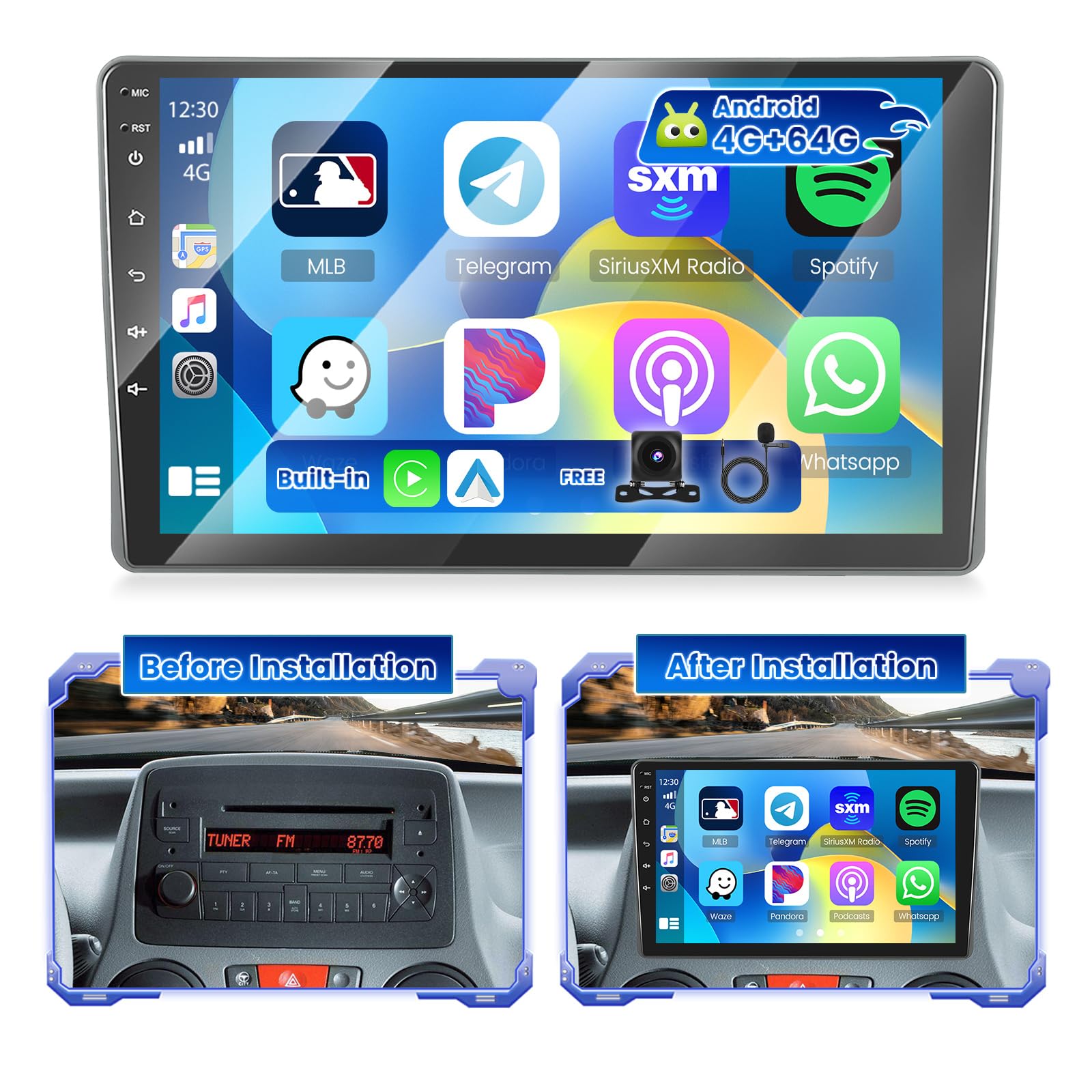 Hikity Autoradio Android 15 per Fiat Panda 9 pollici