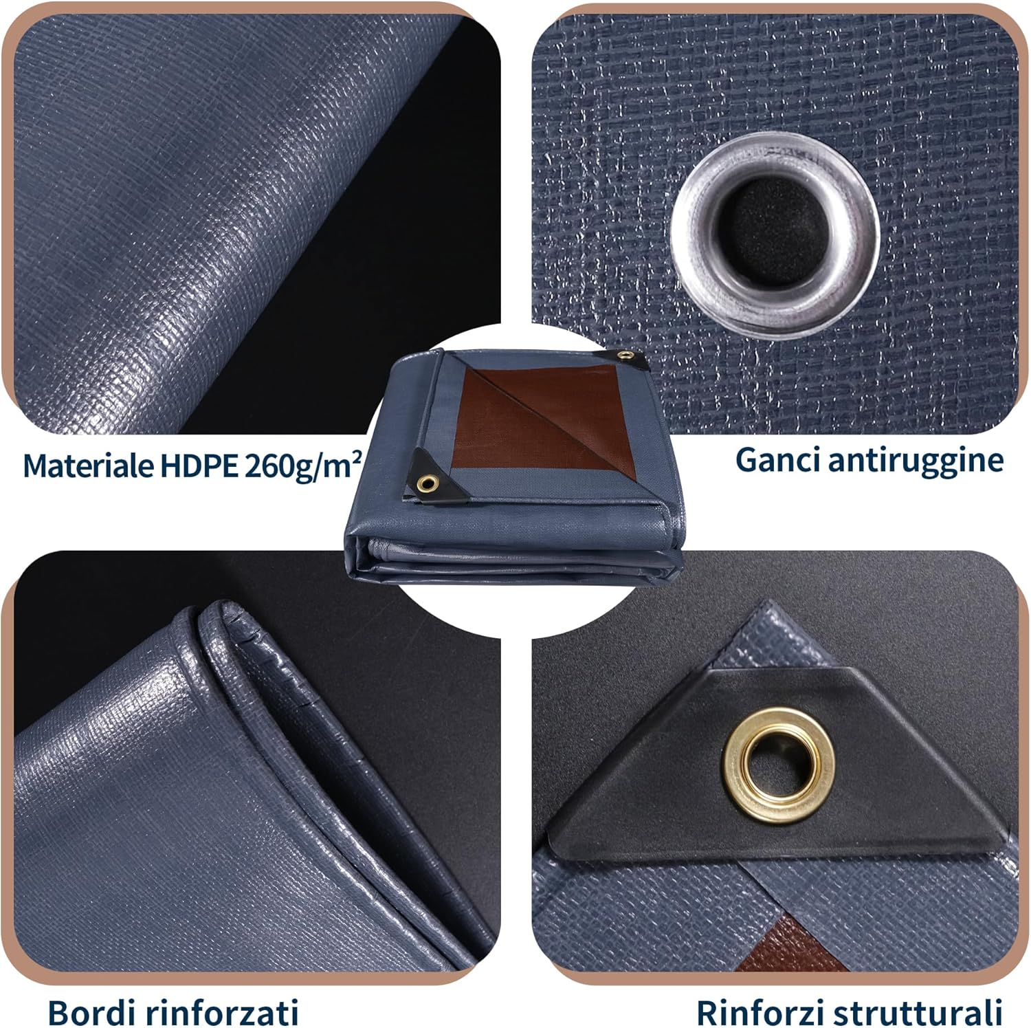 Telo Telone Occhiellato Impermeabile 260g/m² (3x5m) - immagine 3