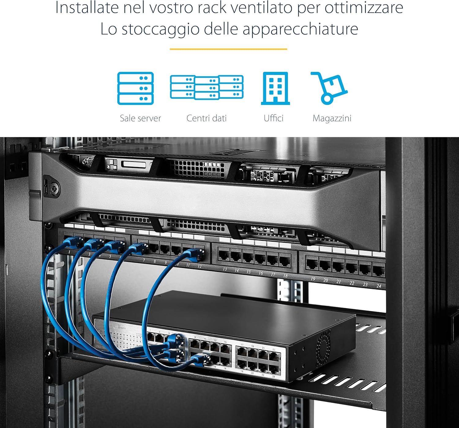 Startech.com Ripiano 1U 19" Ventilato per Armadi Rack - immagine 7