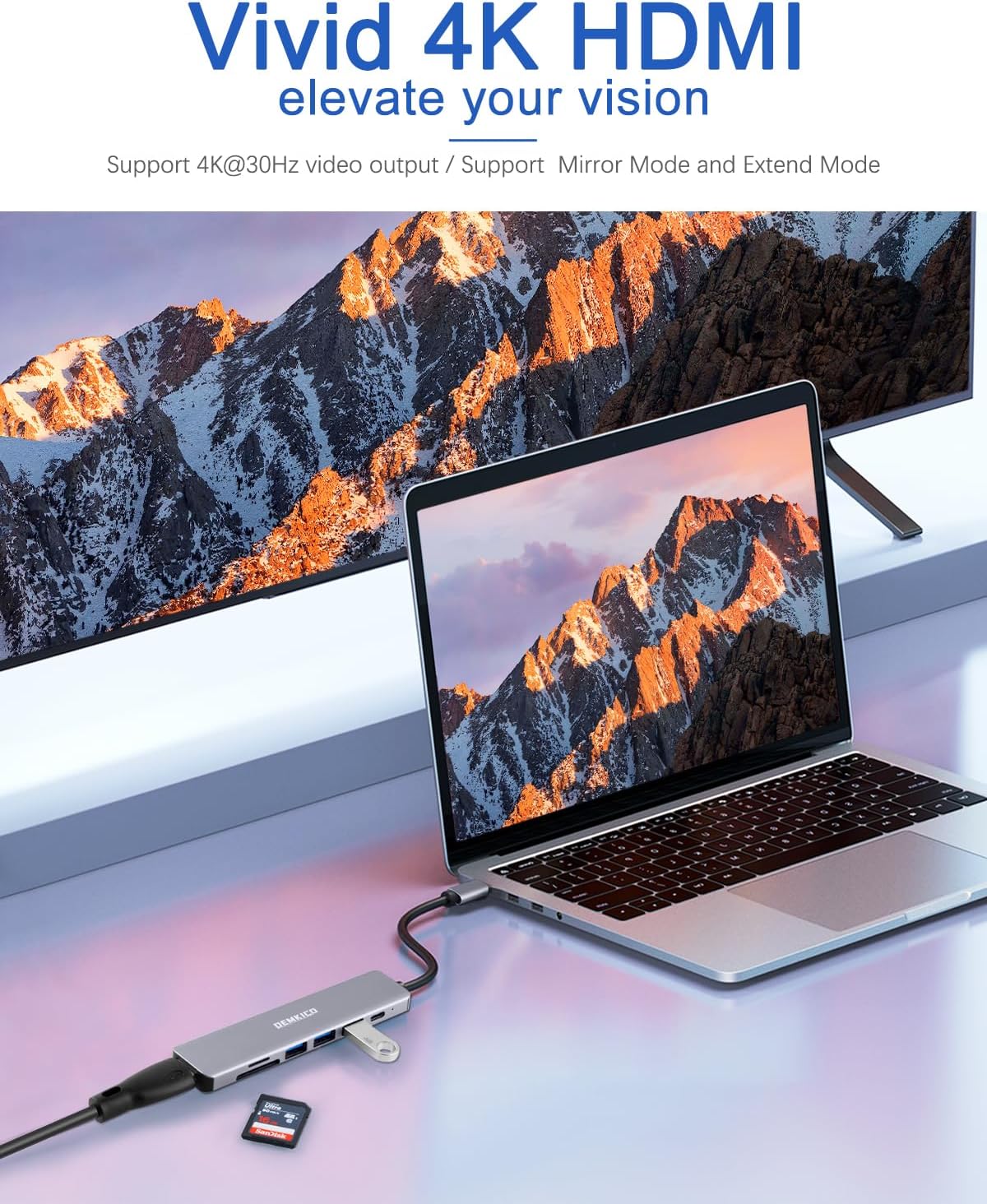 Demkico Hub USB-C 7 in 1 Multiporta con HDMI 4K - immagine 4