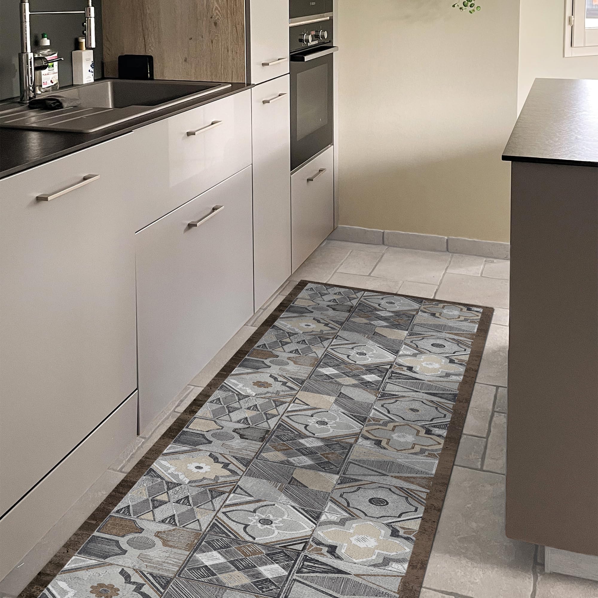 Crearreda Tappeto Cucina Hand-drawn Tiles 240x50cm