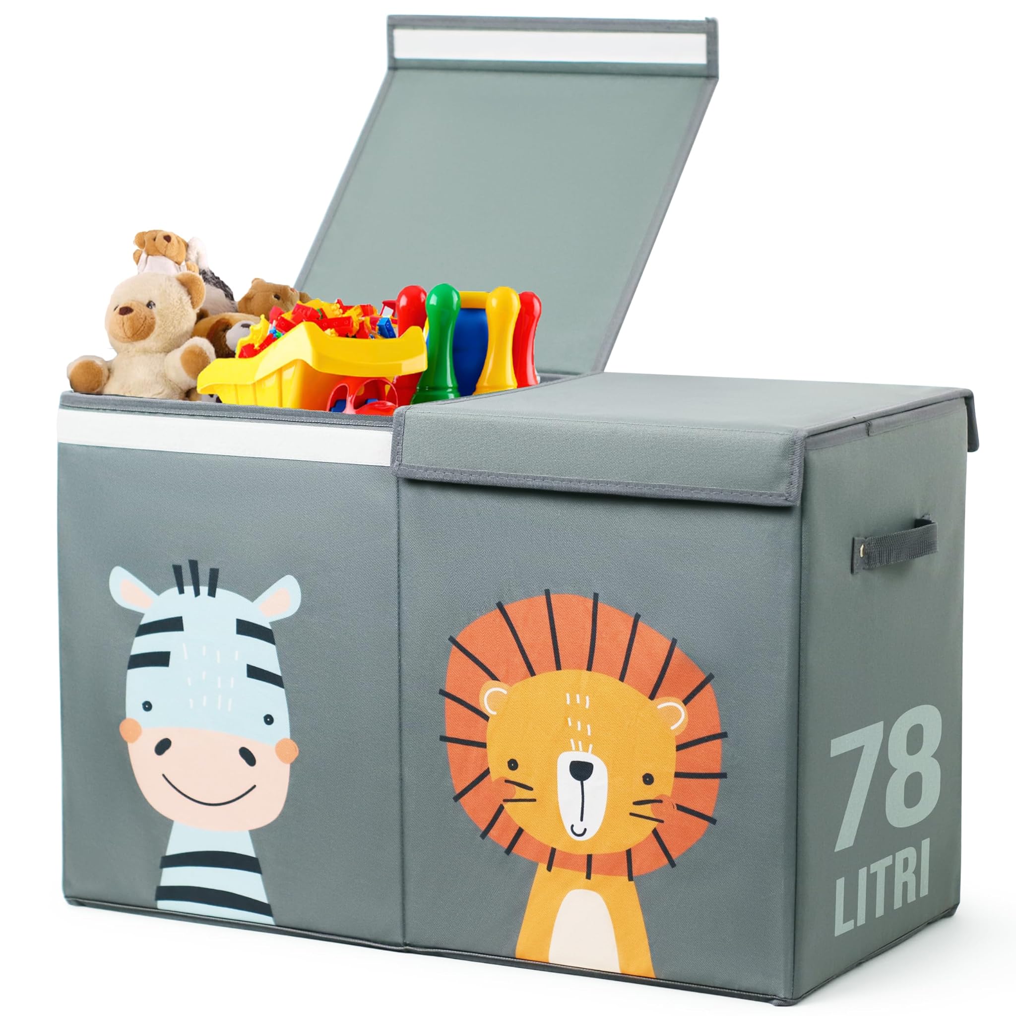 Scatola Porta Giochi Bambini Grigio Pieghevole 78 Litri