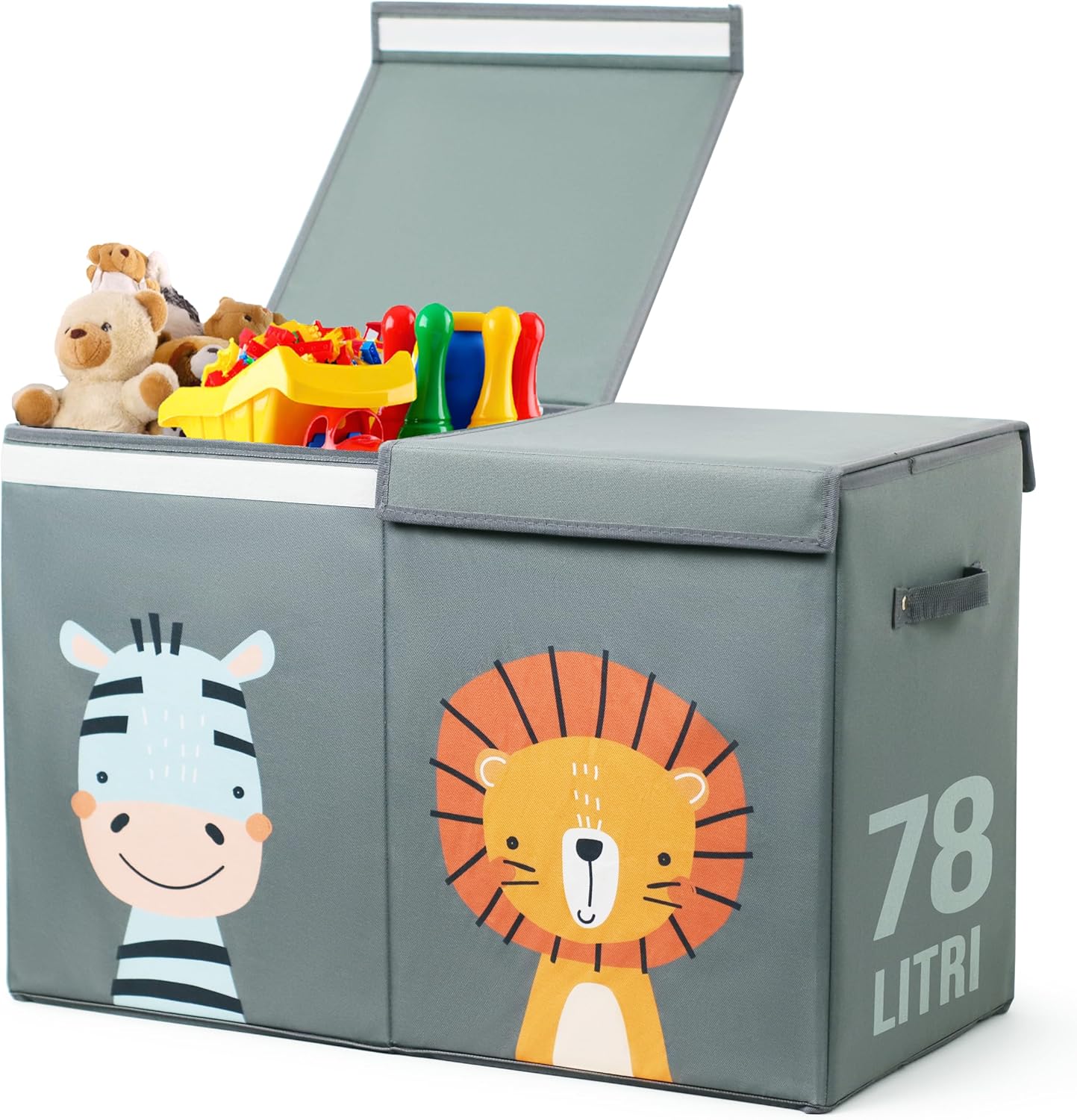 Scatola Porta Giochi Bambini Grigio Pieghevole 78 Litri - immagine 1