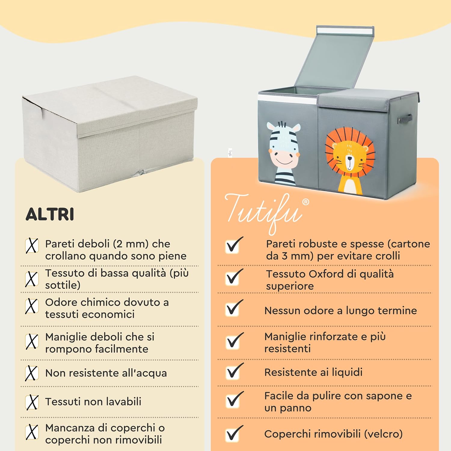 Scatola Porta Giochi Bambini Grigio Pieghevole 78 Litri - immagine 6